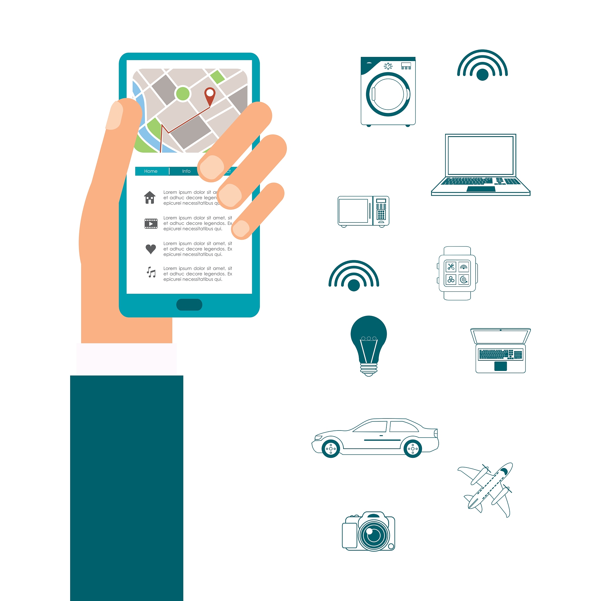 smart city and smartphone icon technology and