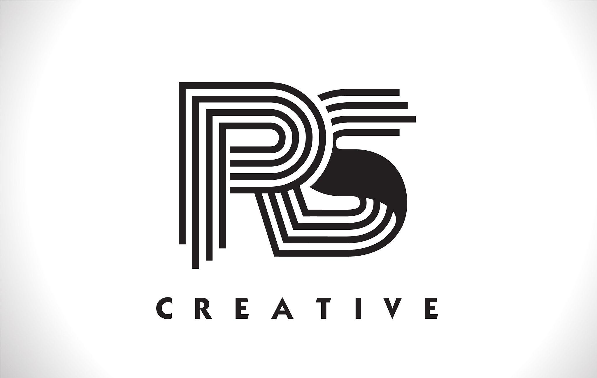 rs logo letter with black lines design line letter