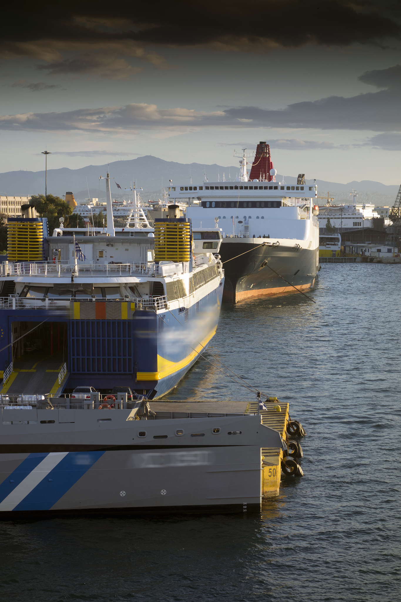 europe, greece, athens area, piraeus port, 2017: view of passeng
