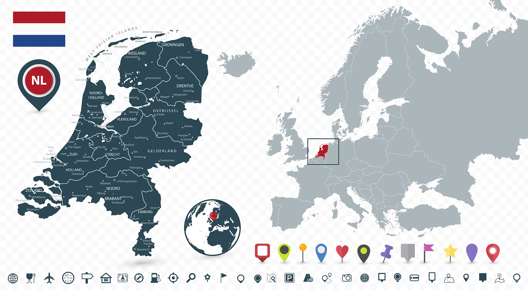 netherlands map and netherlands location on the europe map isola