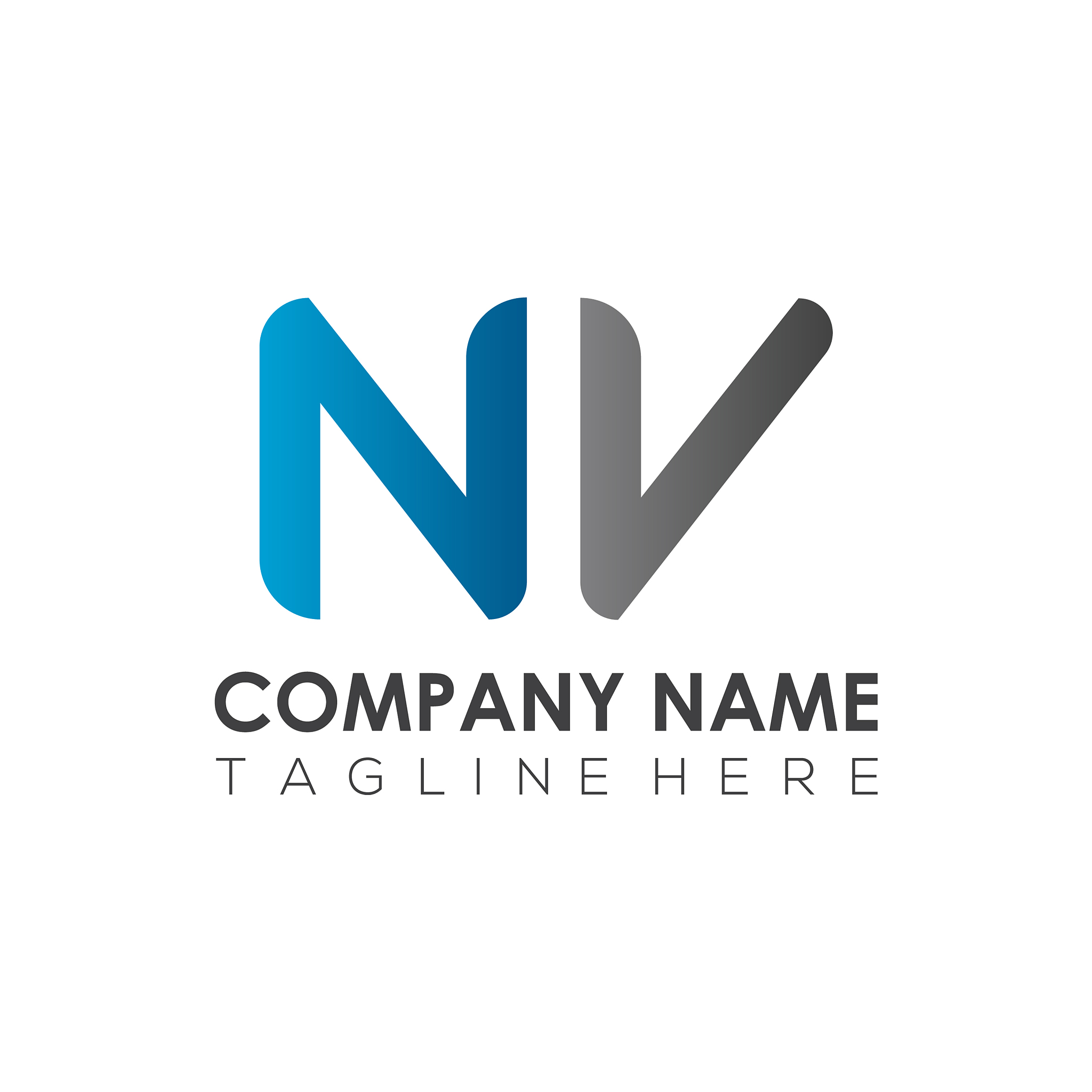 initial letter nv logo design template creative