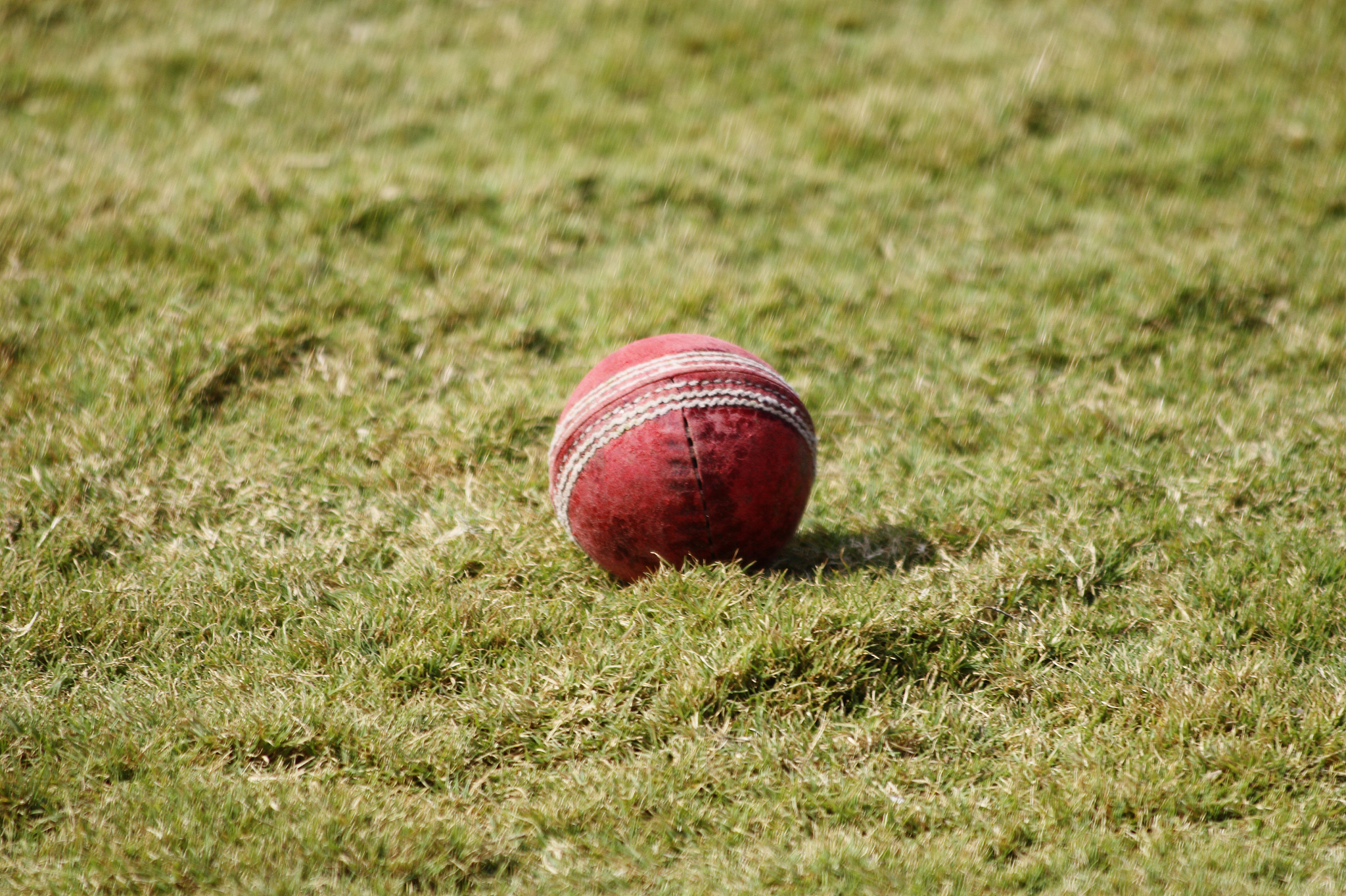 a cricket ball on the ground