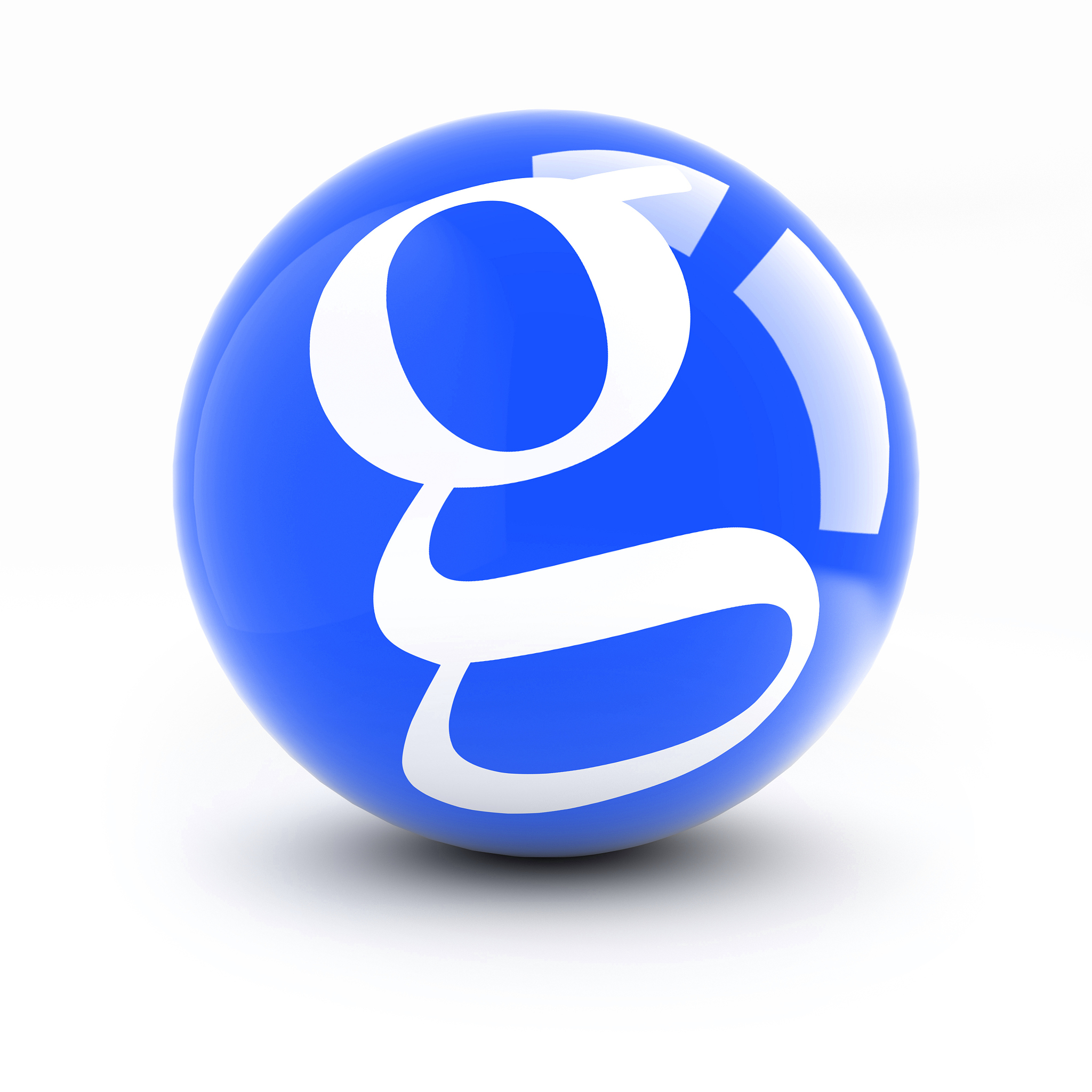 letter g on a bright blue balls isolated on white.
