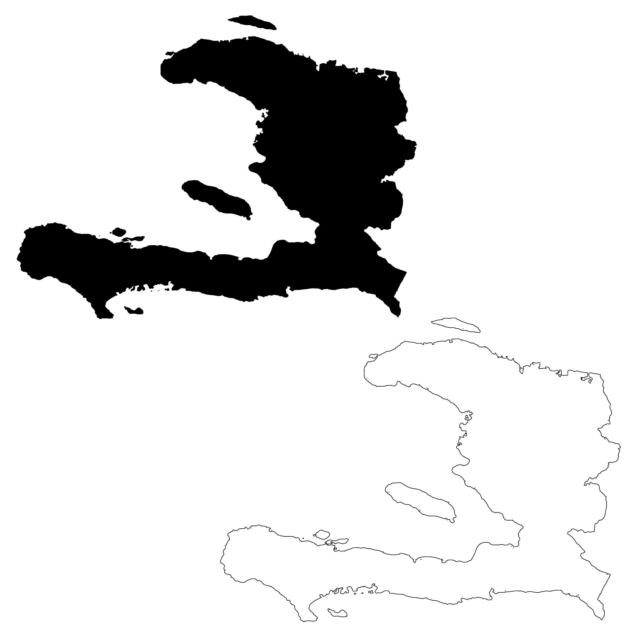 map haiti isolated black on