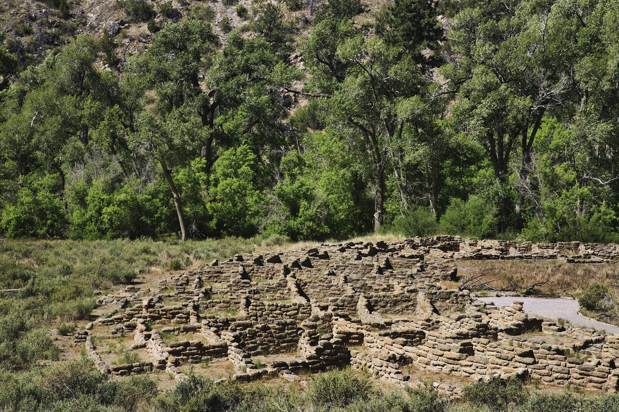 ancient pueblo ruins at bandelier national monument in new mexic