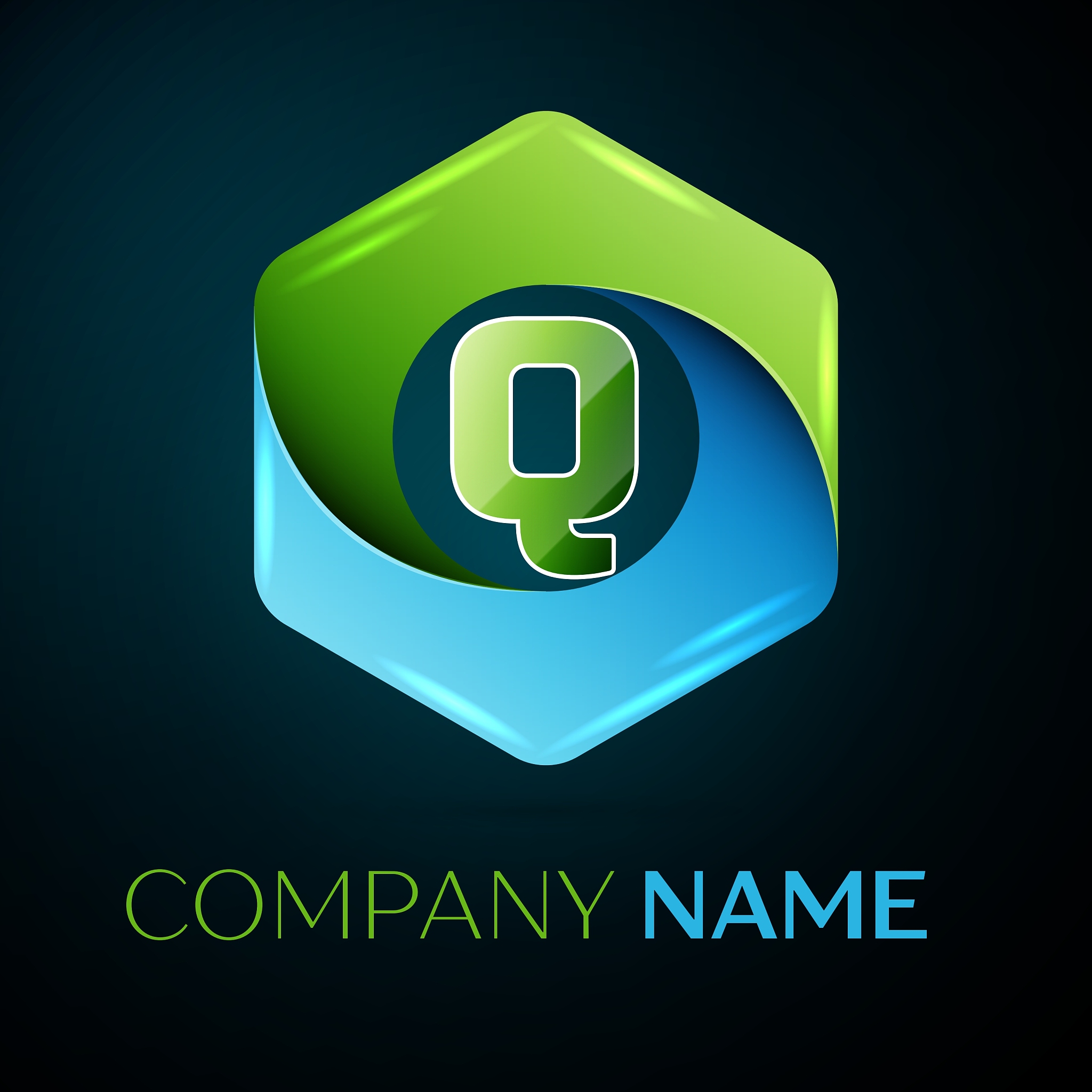 letter q logo symbol in the colorful hexagonal on