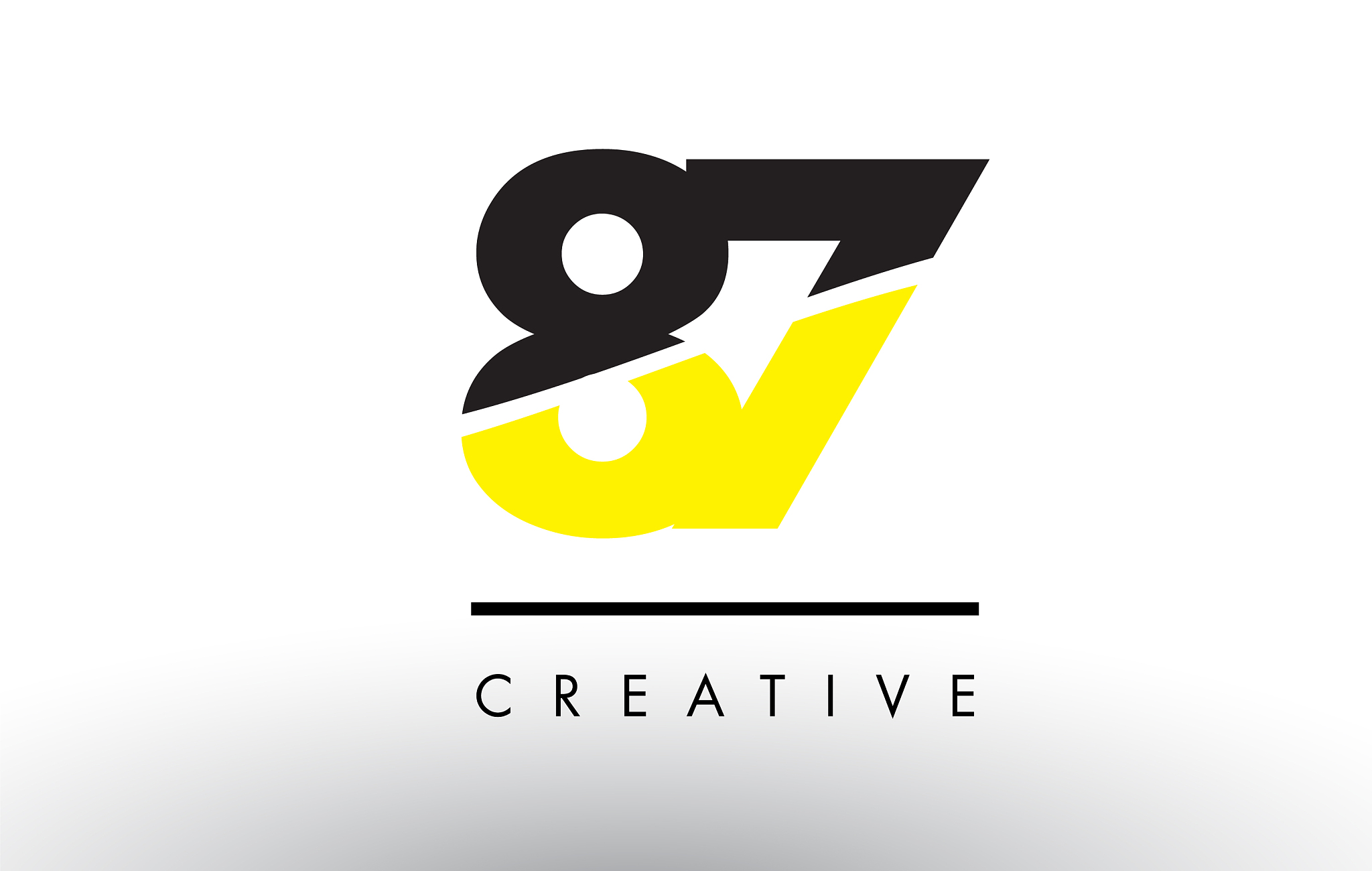 87 black and yellow number logo design