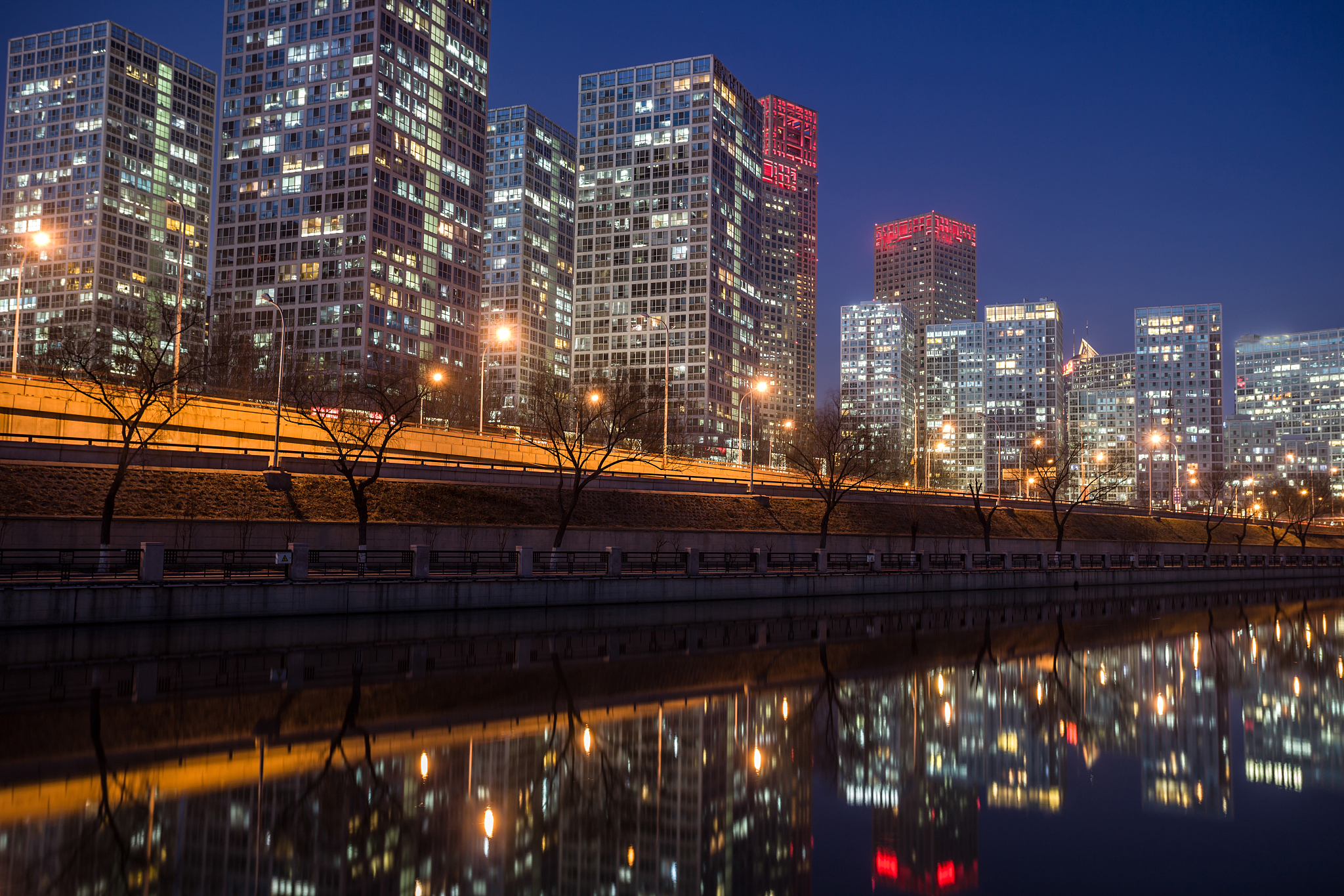 北京cbd城市建筑夜景