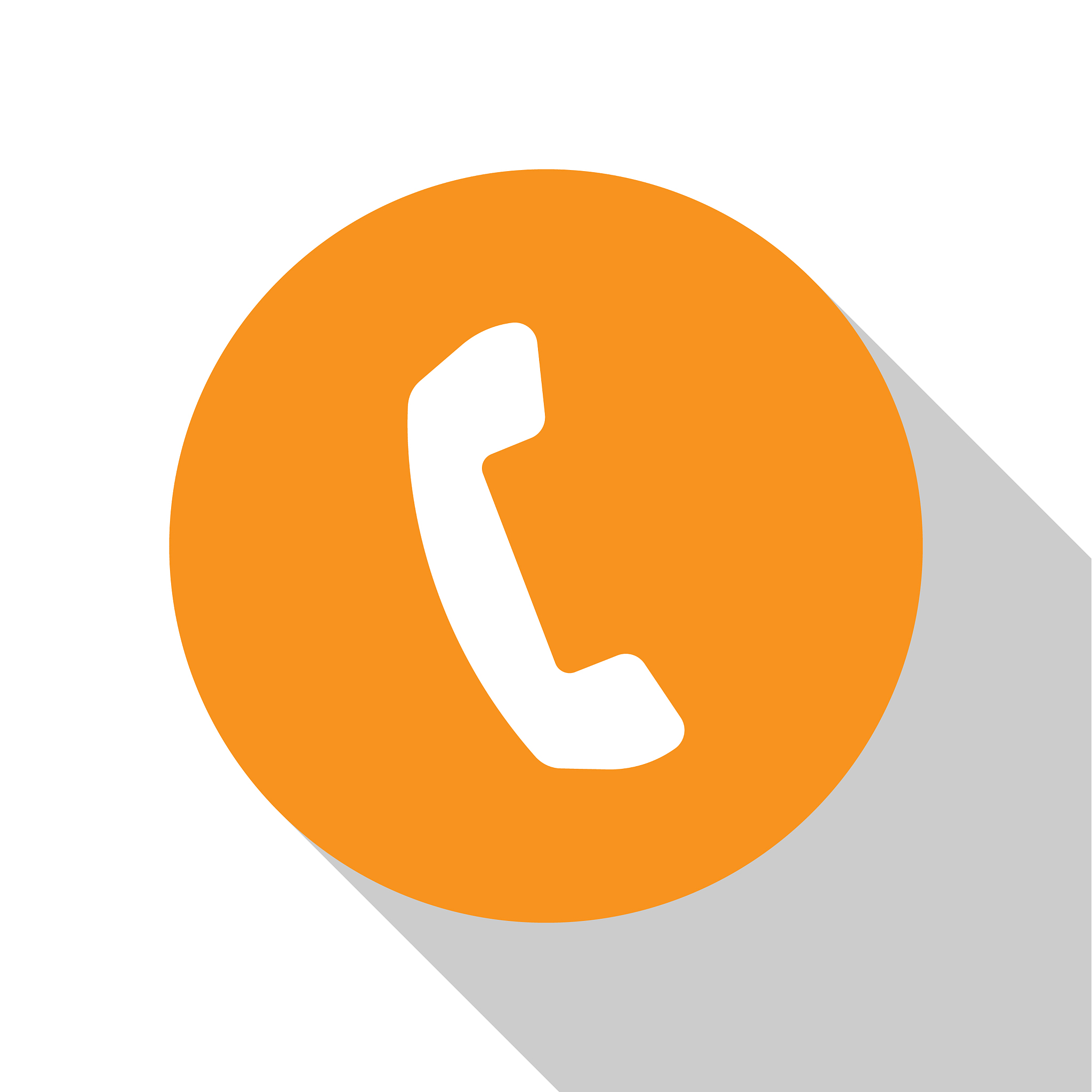 white telephone handset icon isolated on white