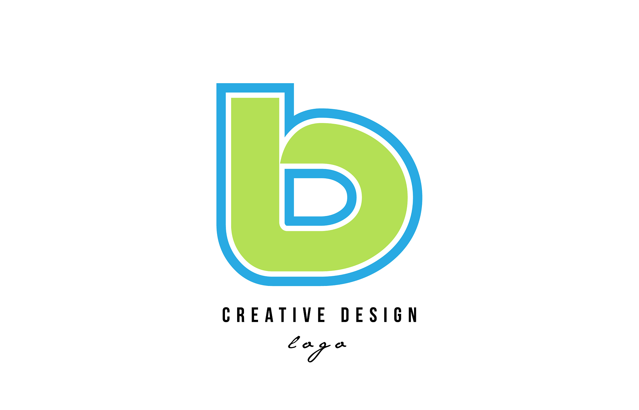 blue green alphabet letter b logo icon design