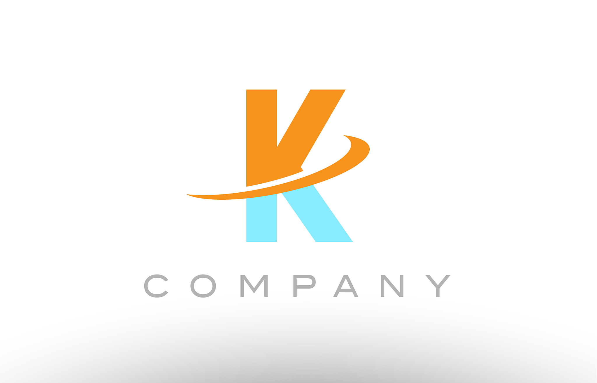 k orange blue logo icon alphabet design