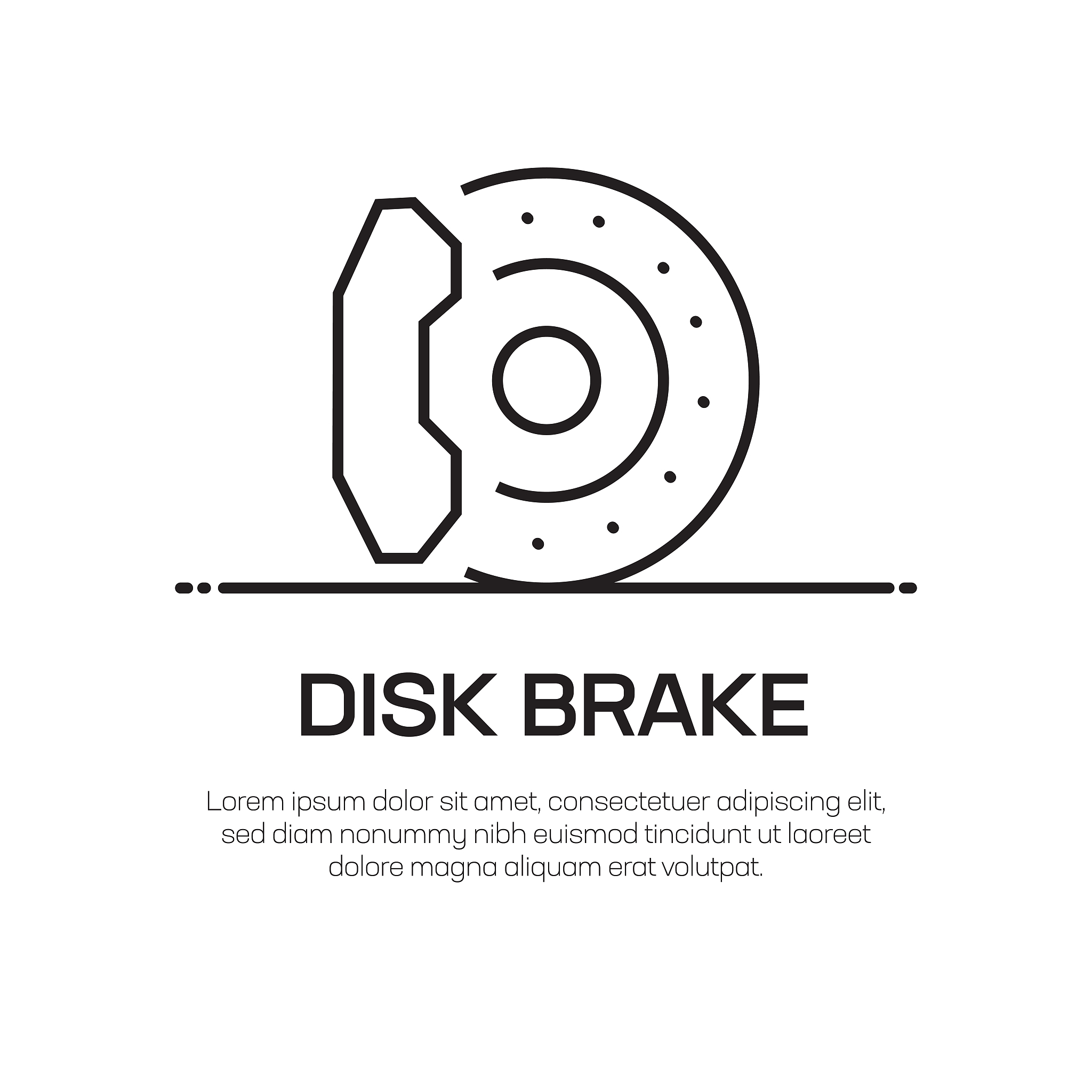 disk brake vector line icon - simple thin line icon, premium qua