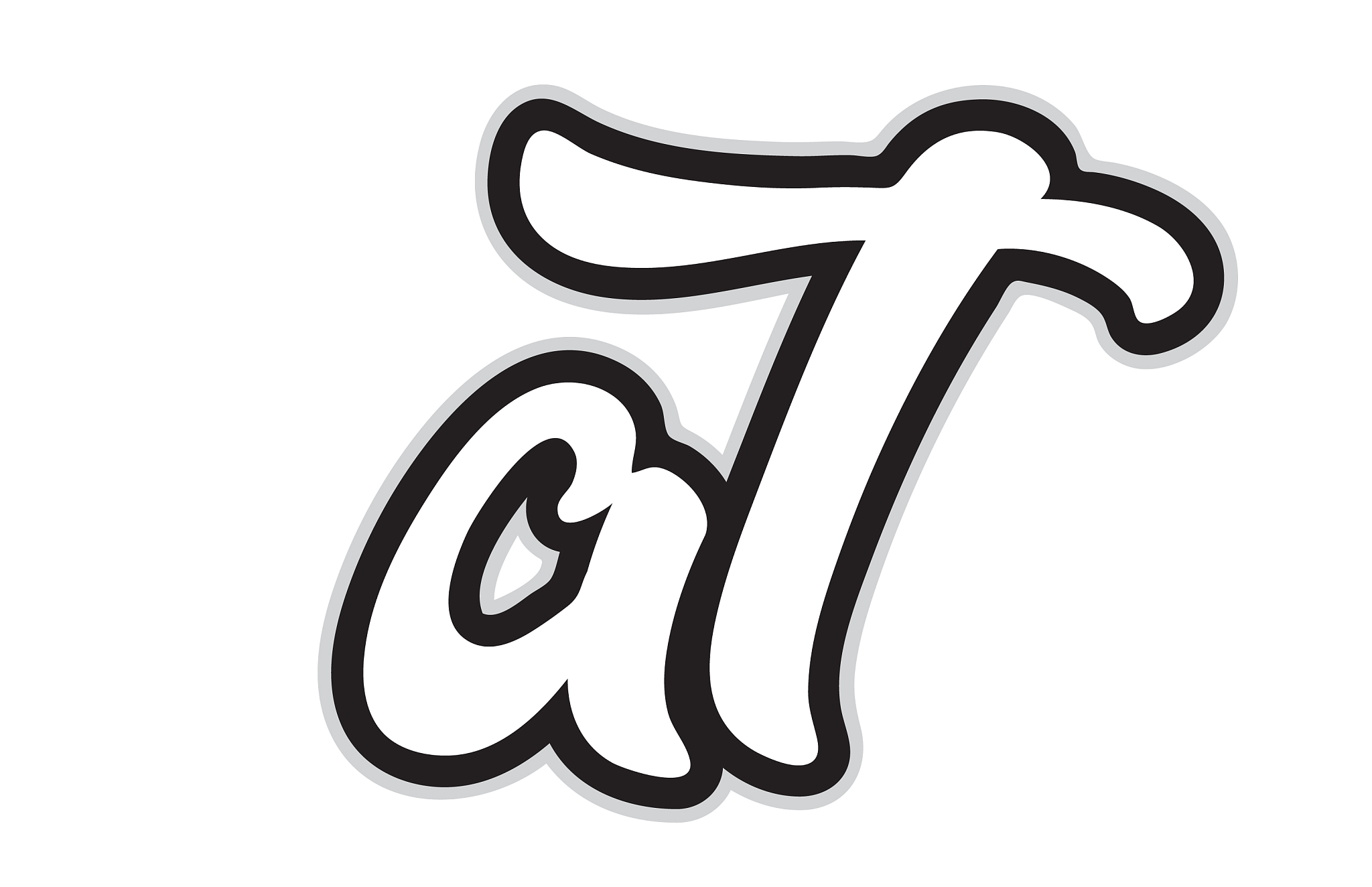 at a t black and white alphabet letter logo