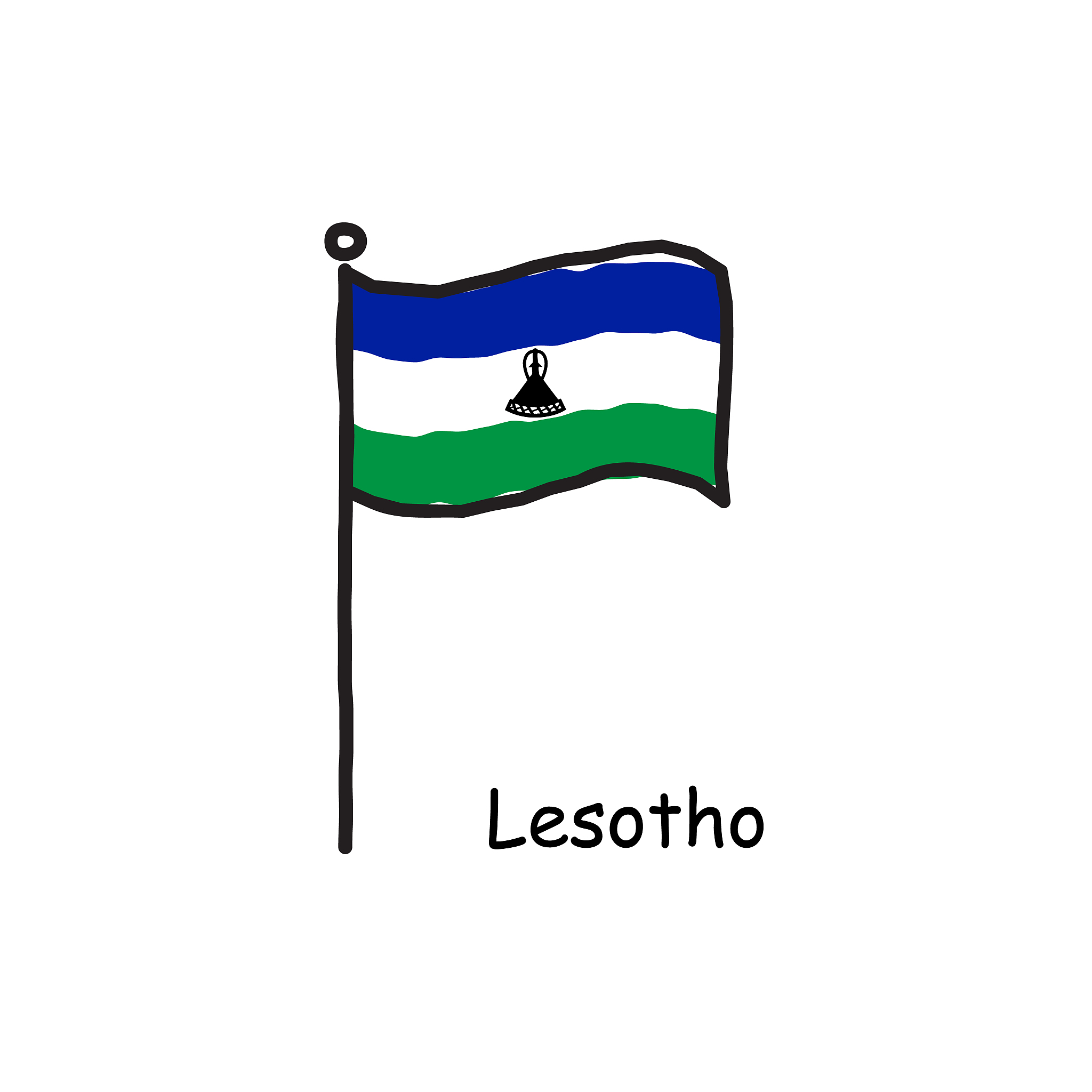 hand drawn sketchy latvia flag on the flag pole. three color fla