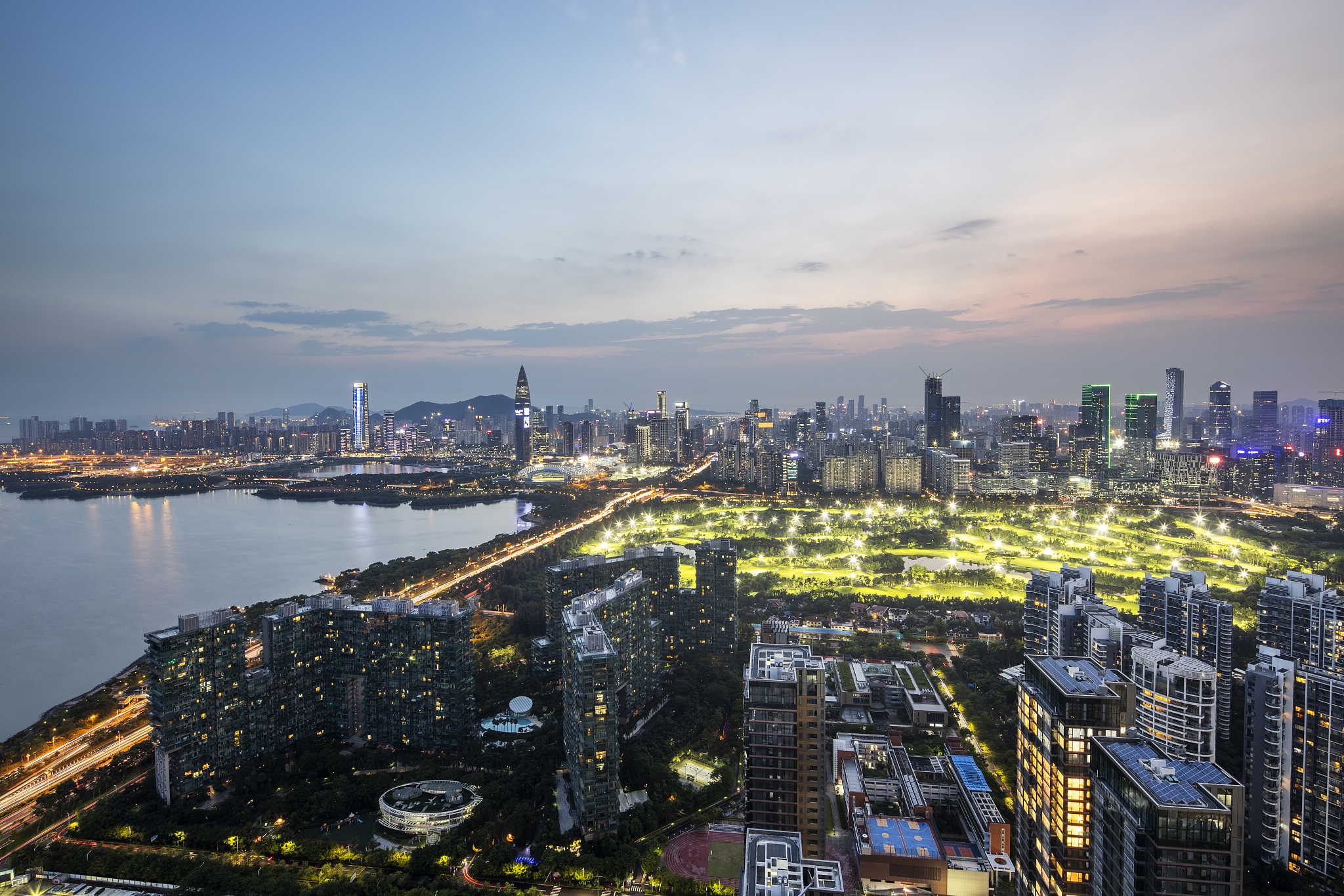 shenzhen city skyline in afternoon