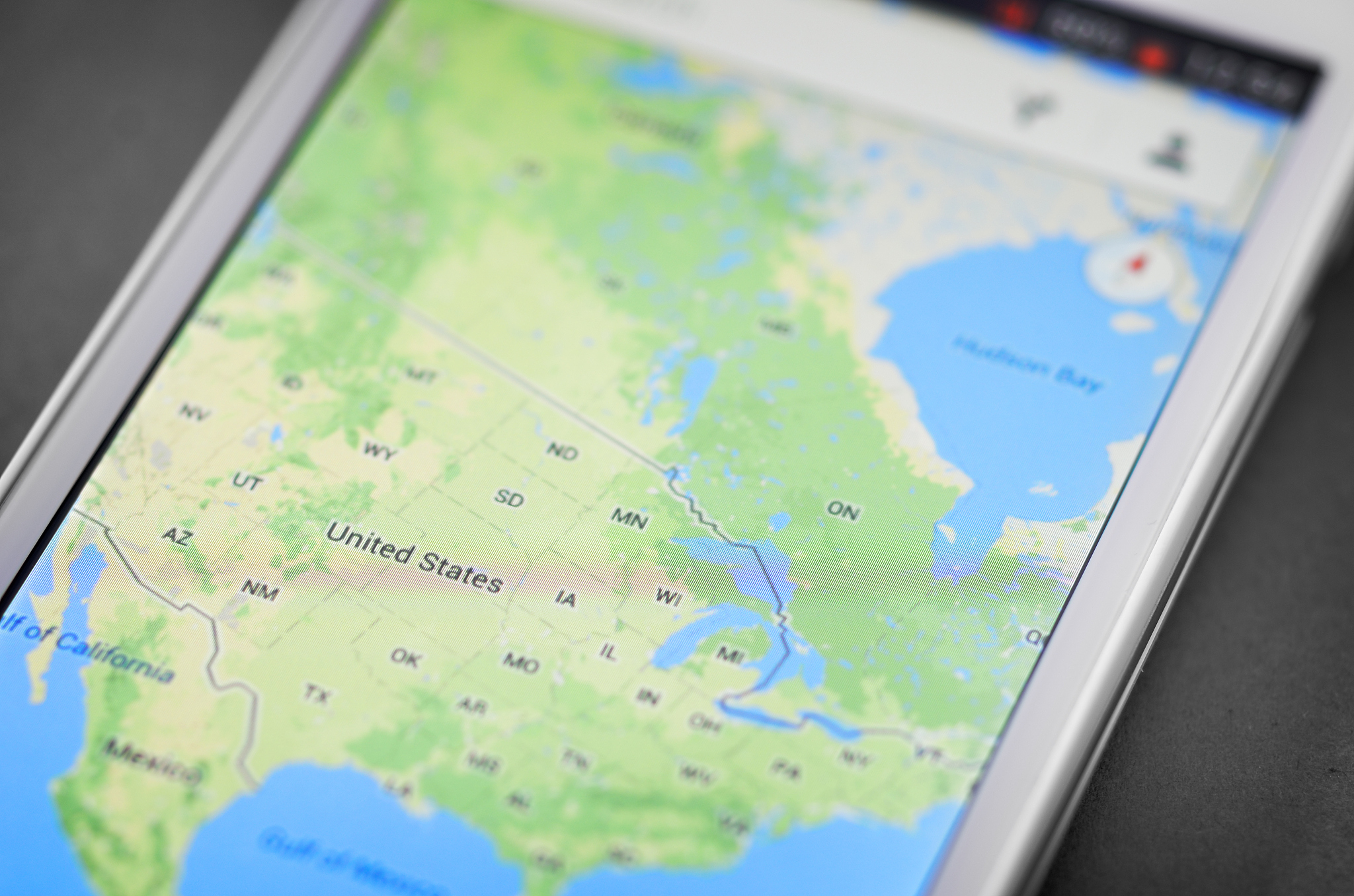 map of usa on a smart phone