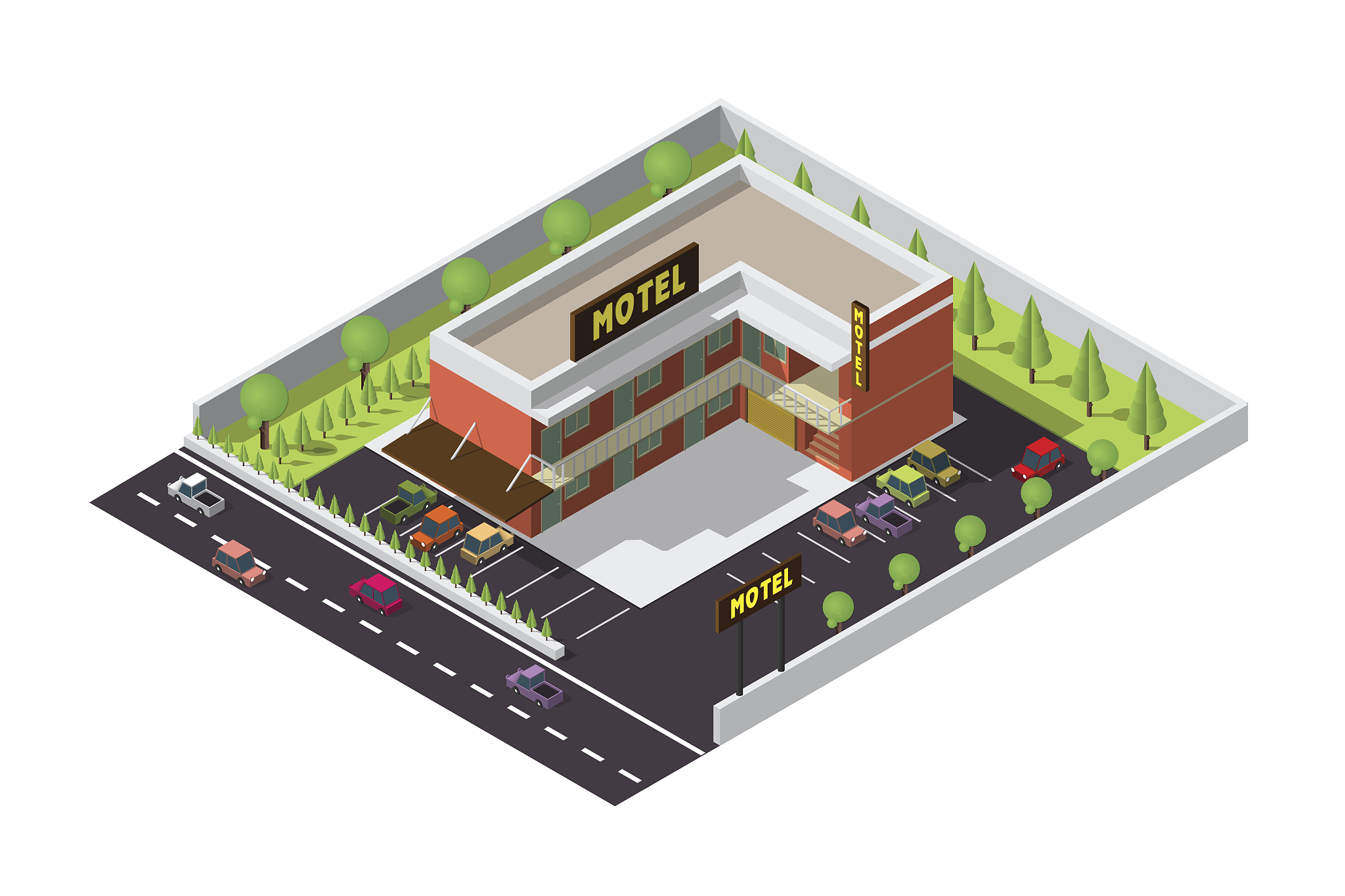 isometric hotel building
