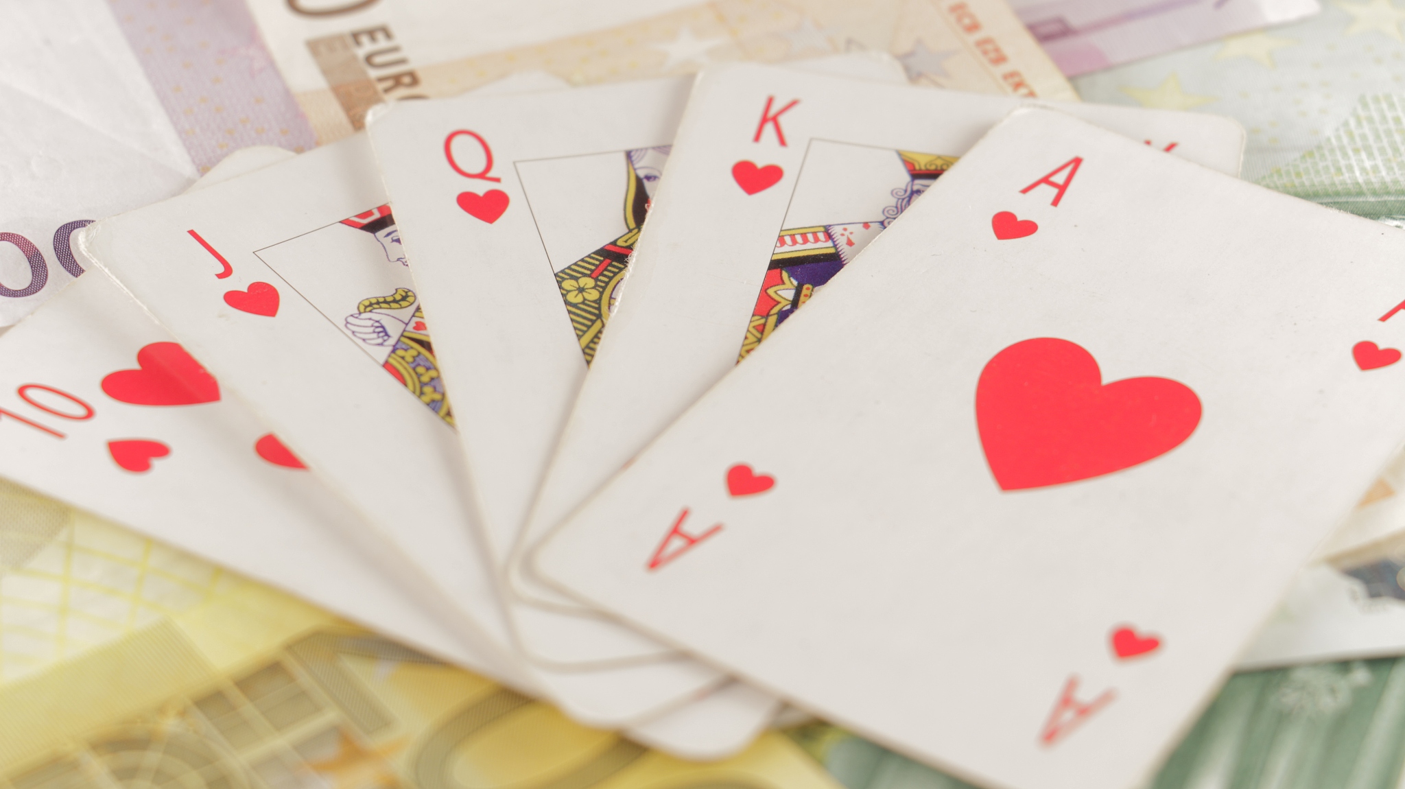 straight flush poker cards and euro money