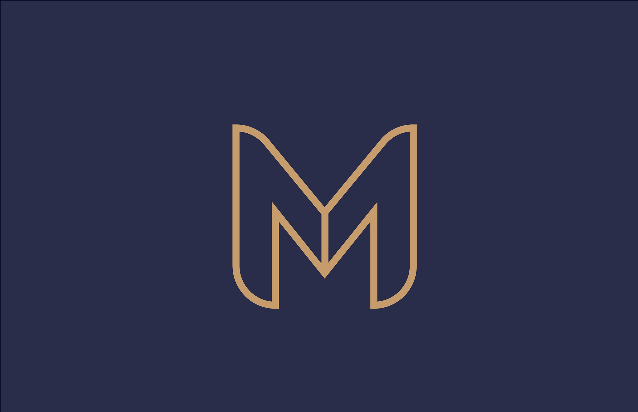 brown blue line alphabet letter m logo company