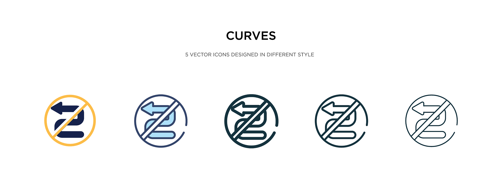 curves icon in different style two colored and