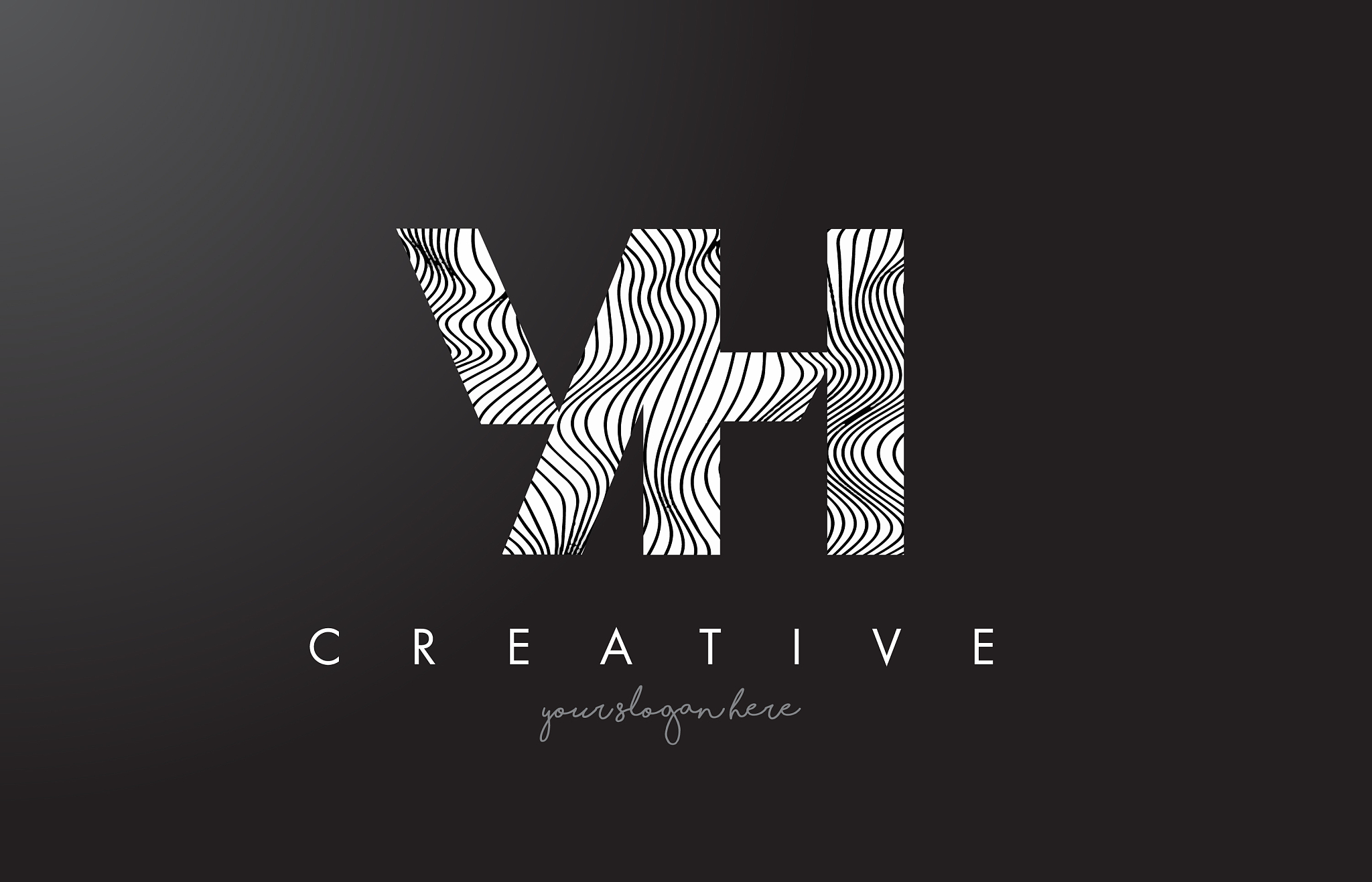 yh y h letter logo with zebra lines texture