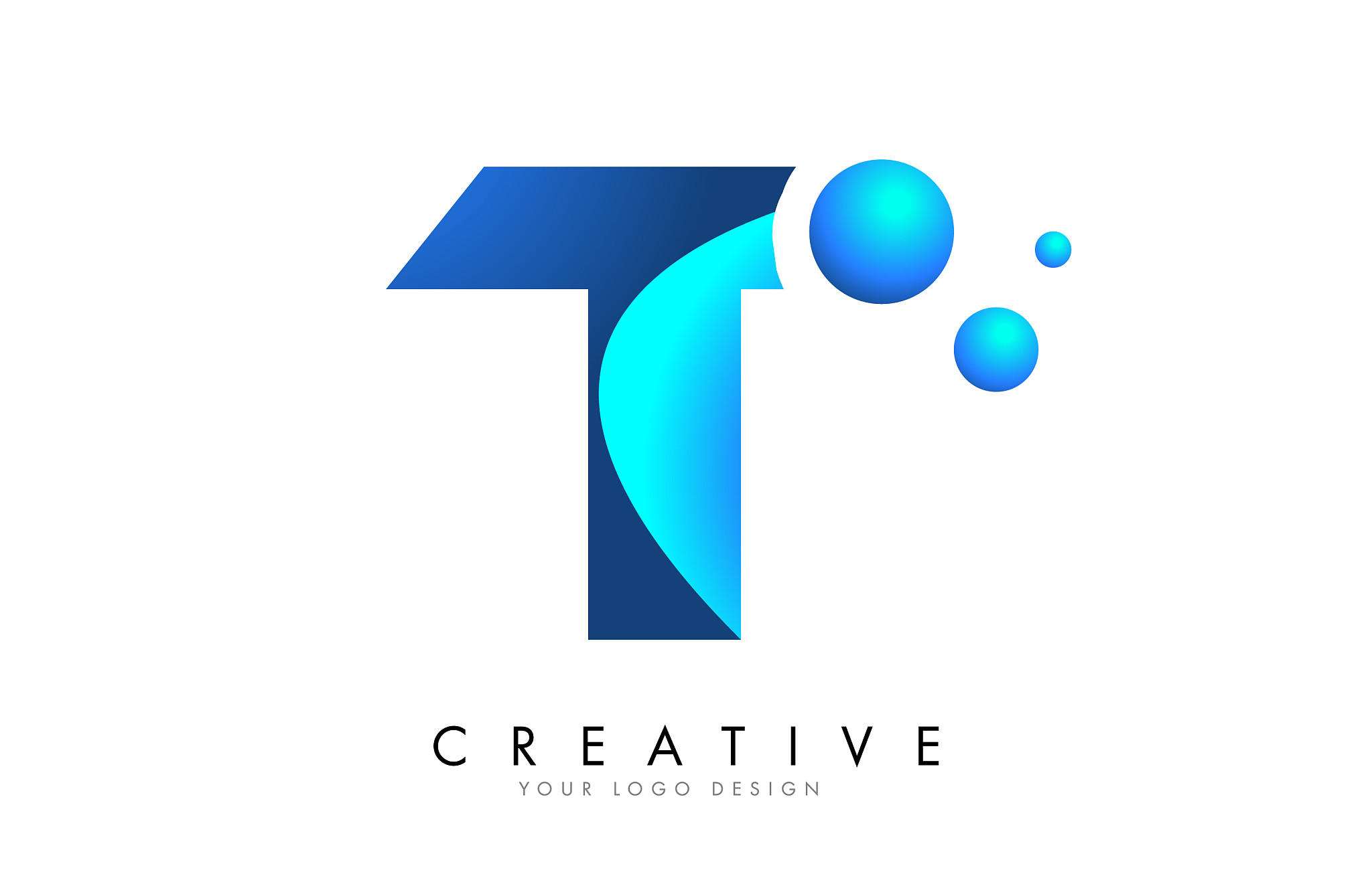 t letter logo design with 3d and ribbon effect