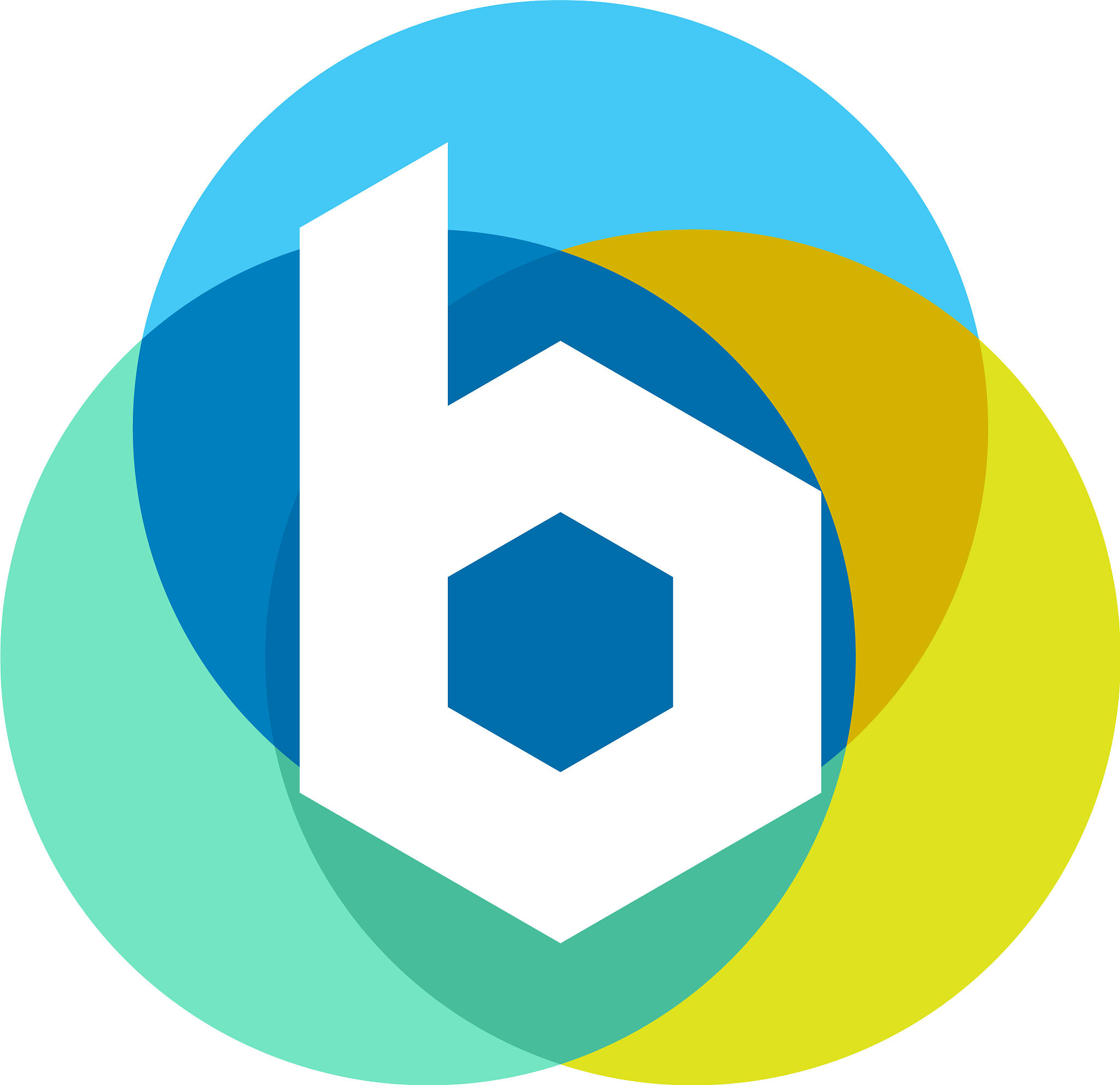 letter b logo design colorful circles overlay