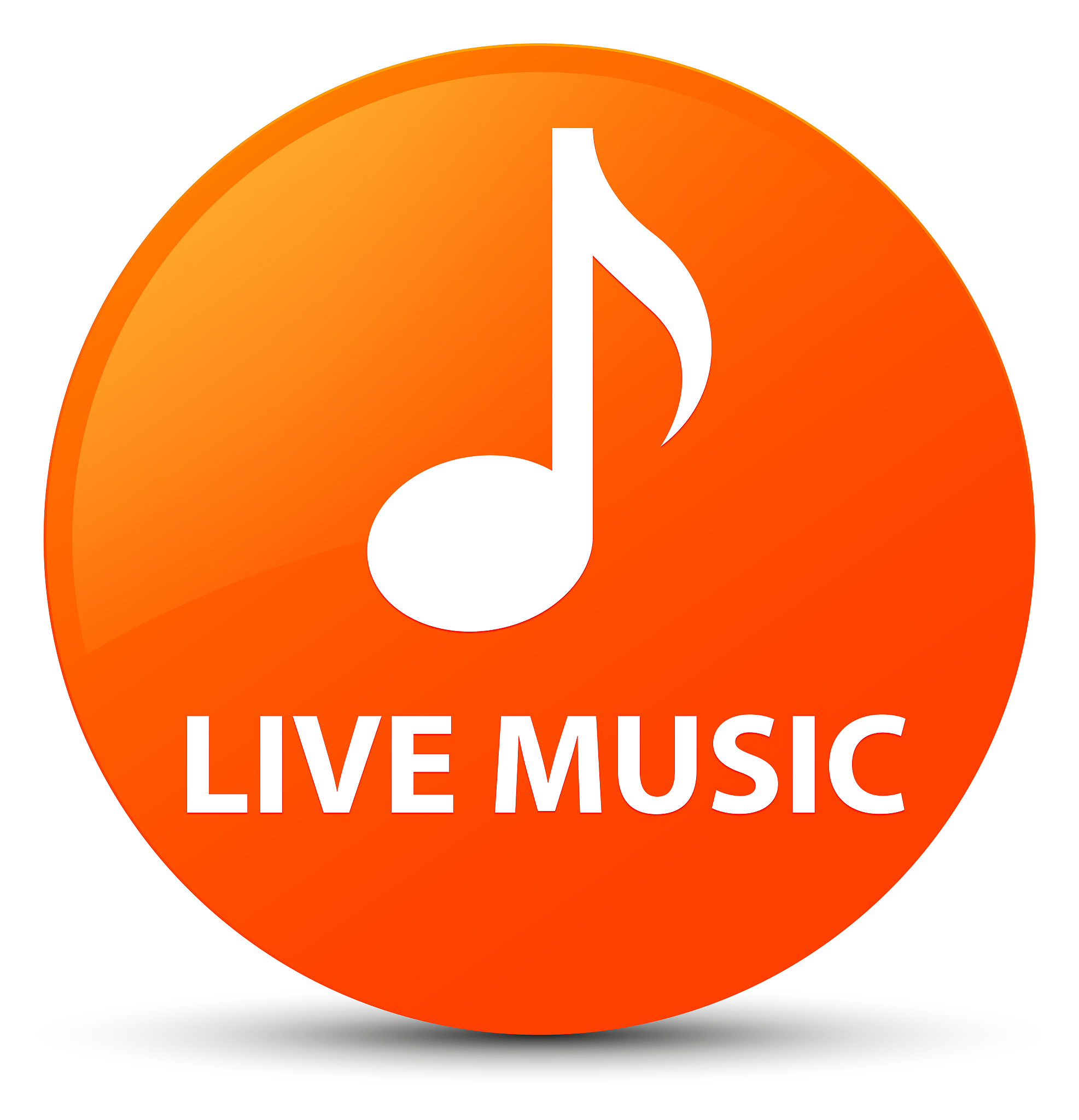 live music orange round button