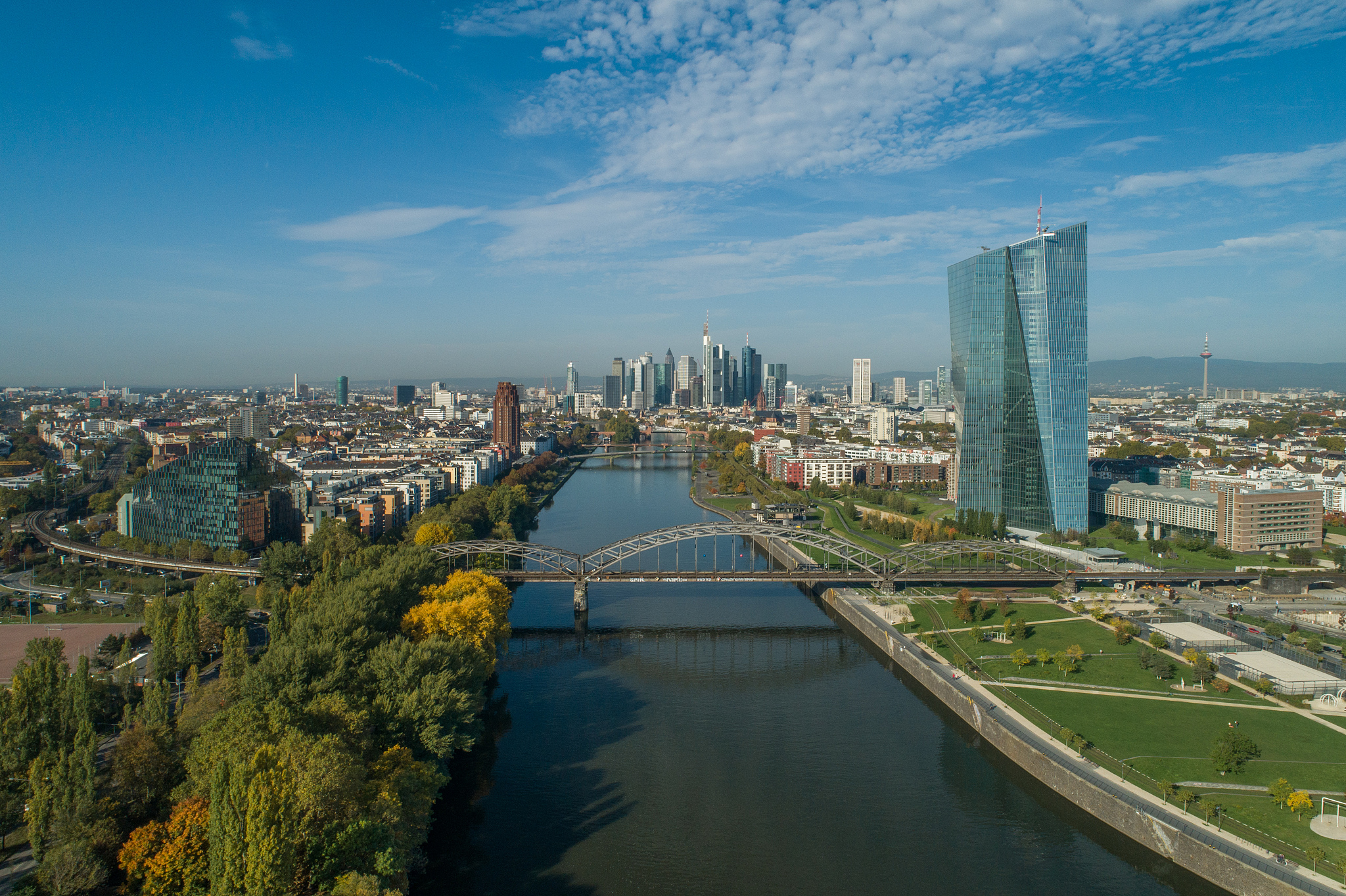 frankfurt - european central bank aerial view daytime