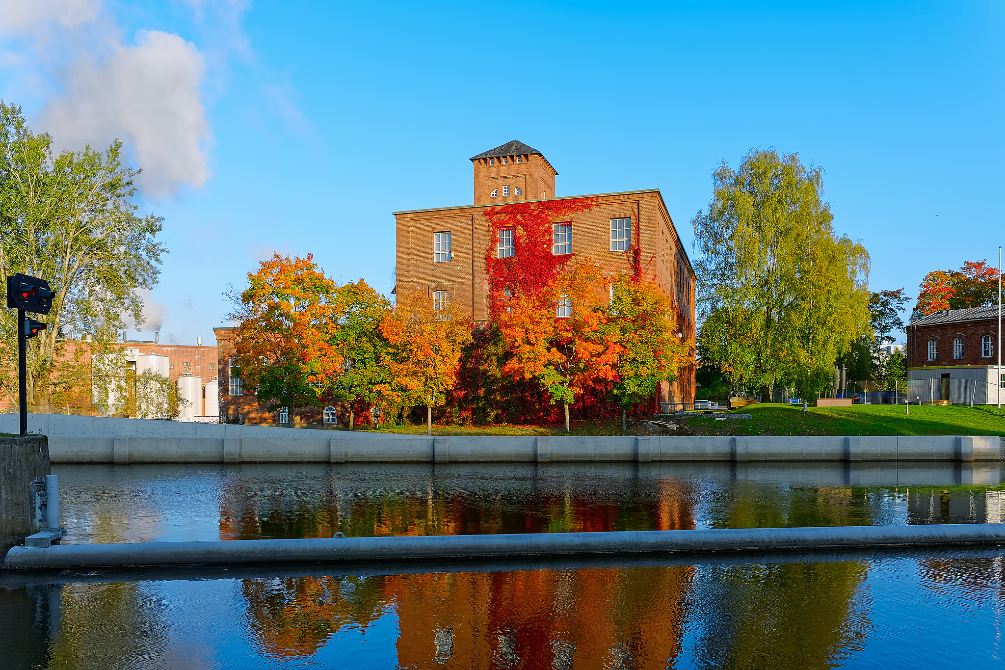 old factory red brick buildings by the canal