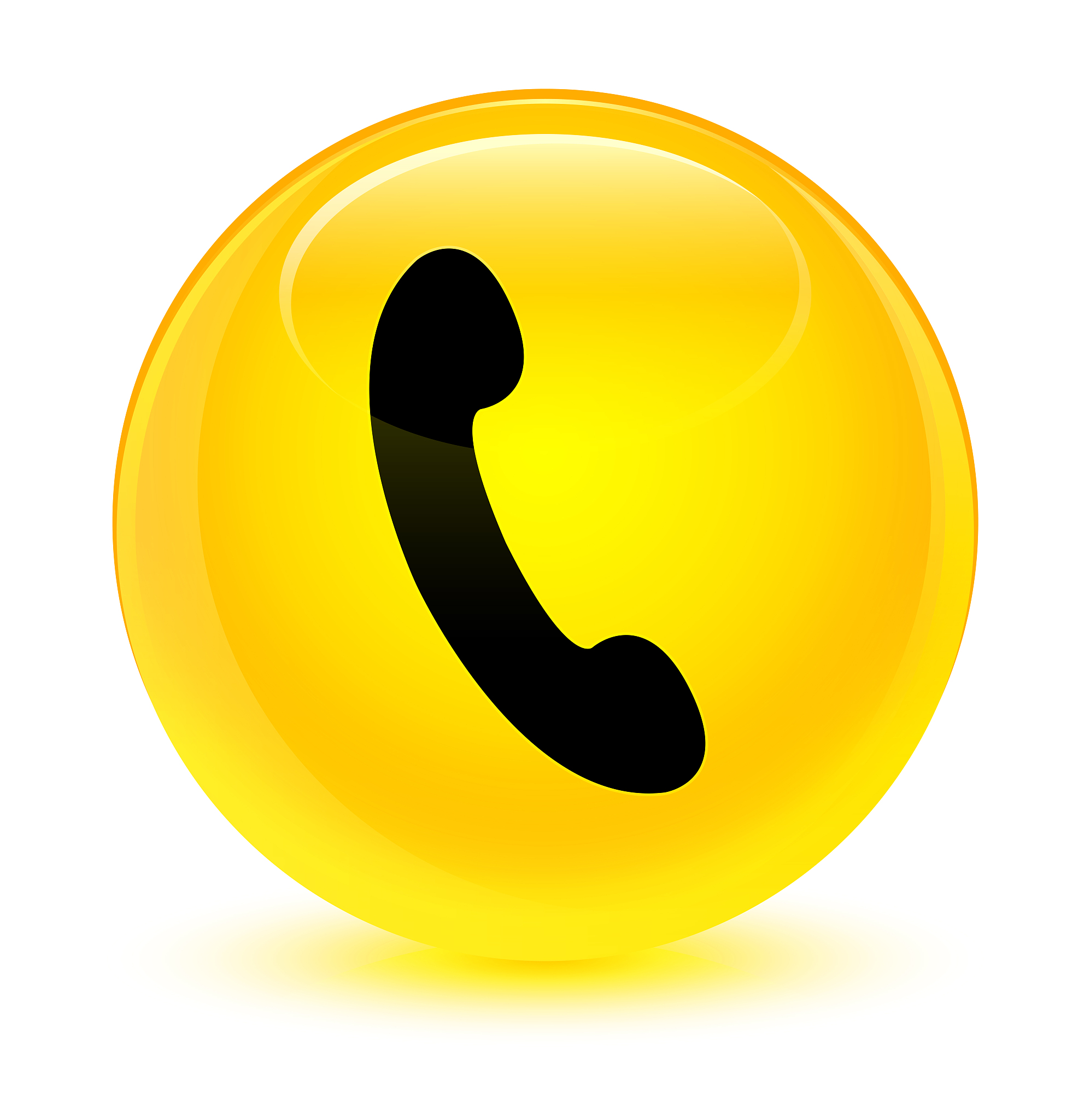 phone icon glassy yellow round button