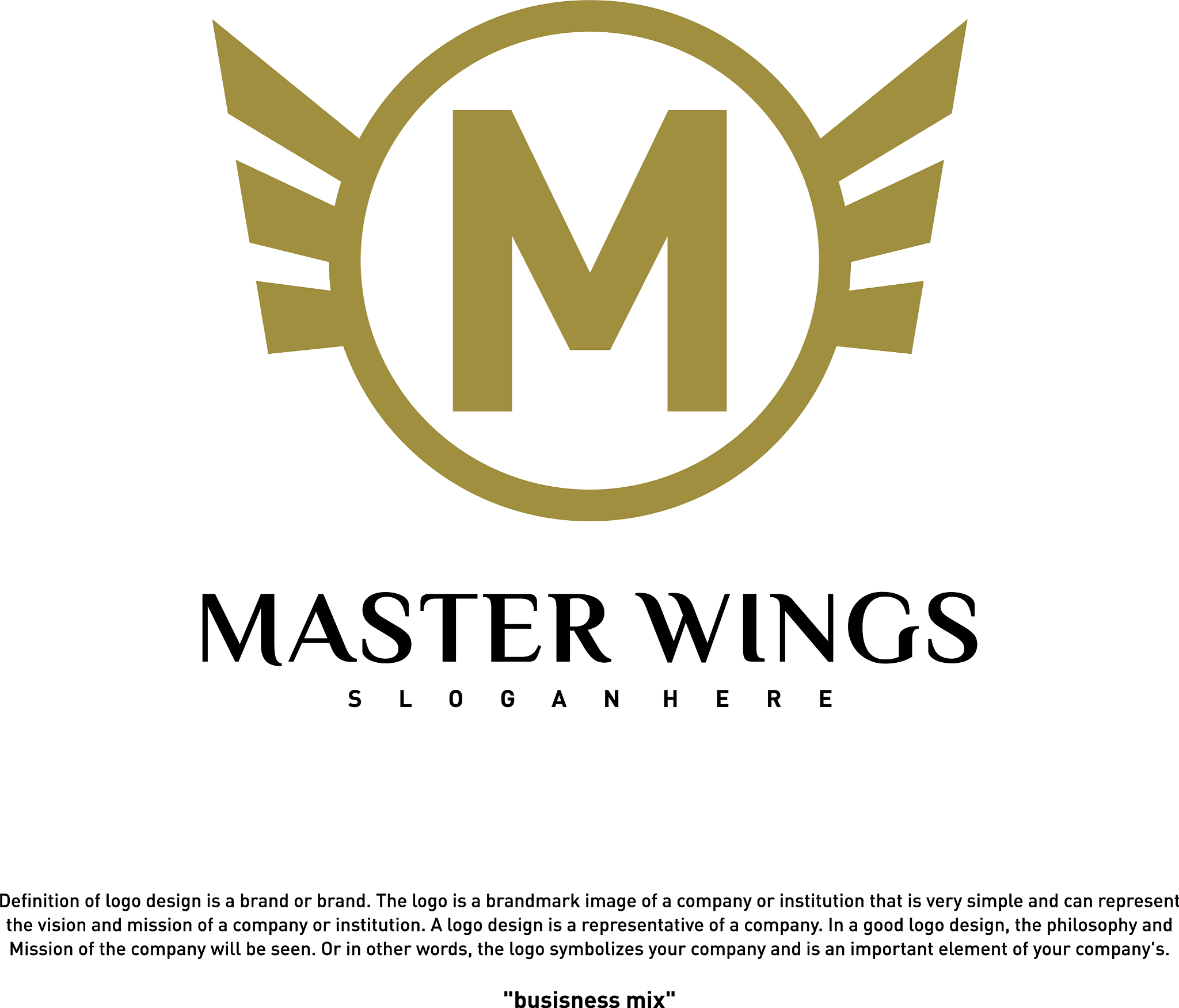 wings m letter logo initial m wings logo template