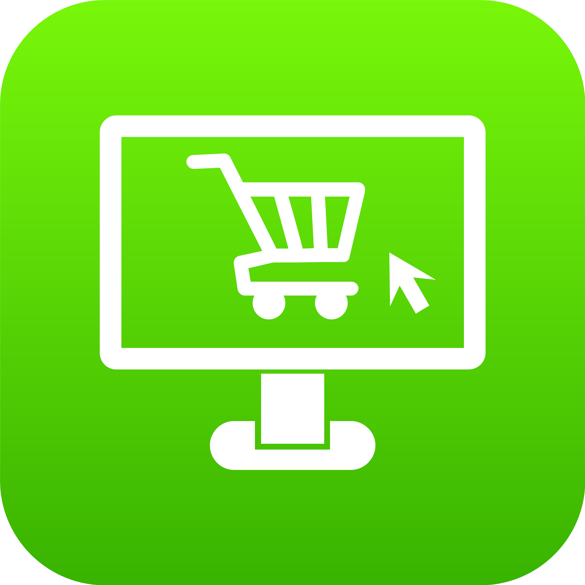 computer monitor with shopping cart icon digital