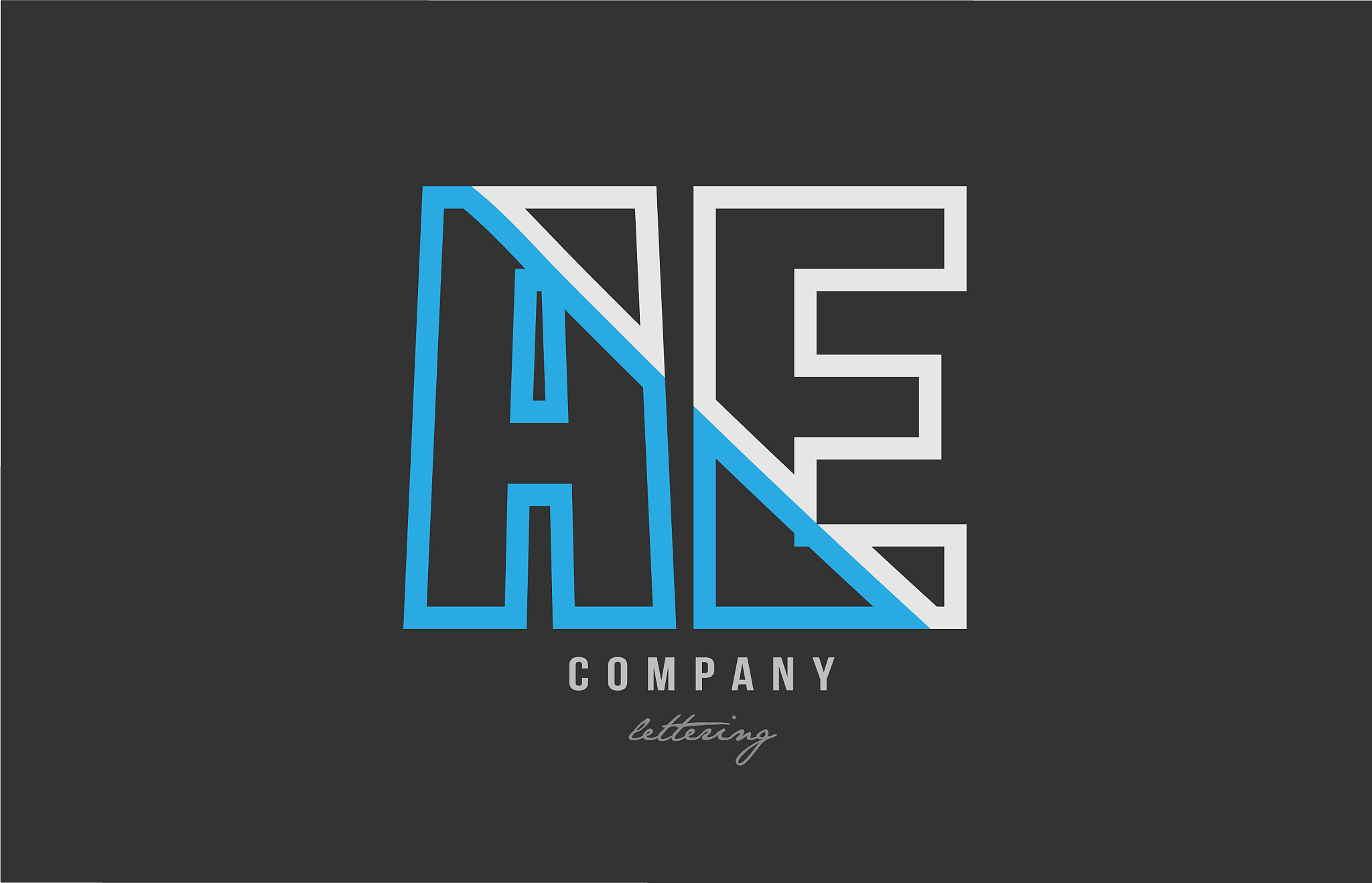 white blue alphabet letter ae a e logo icon design