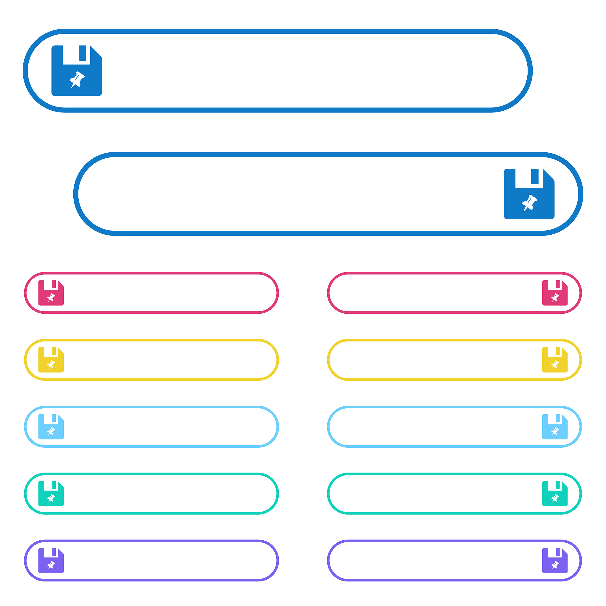 pin file icons in rounded color menu buttons