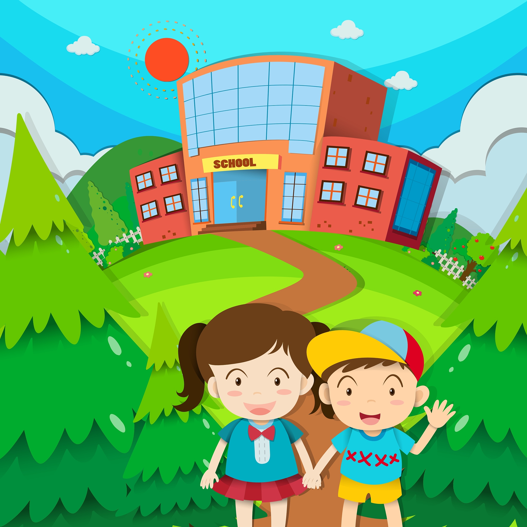 students boy and girl at school