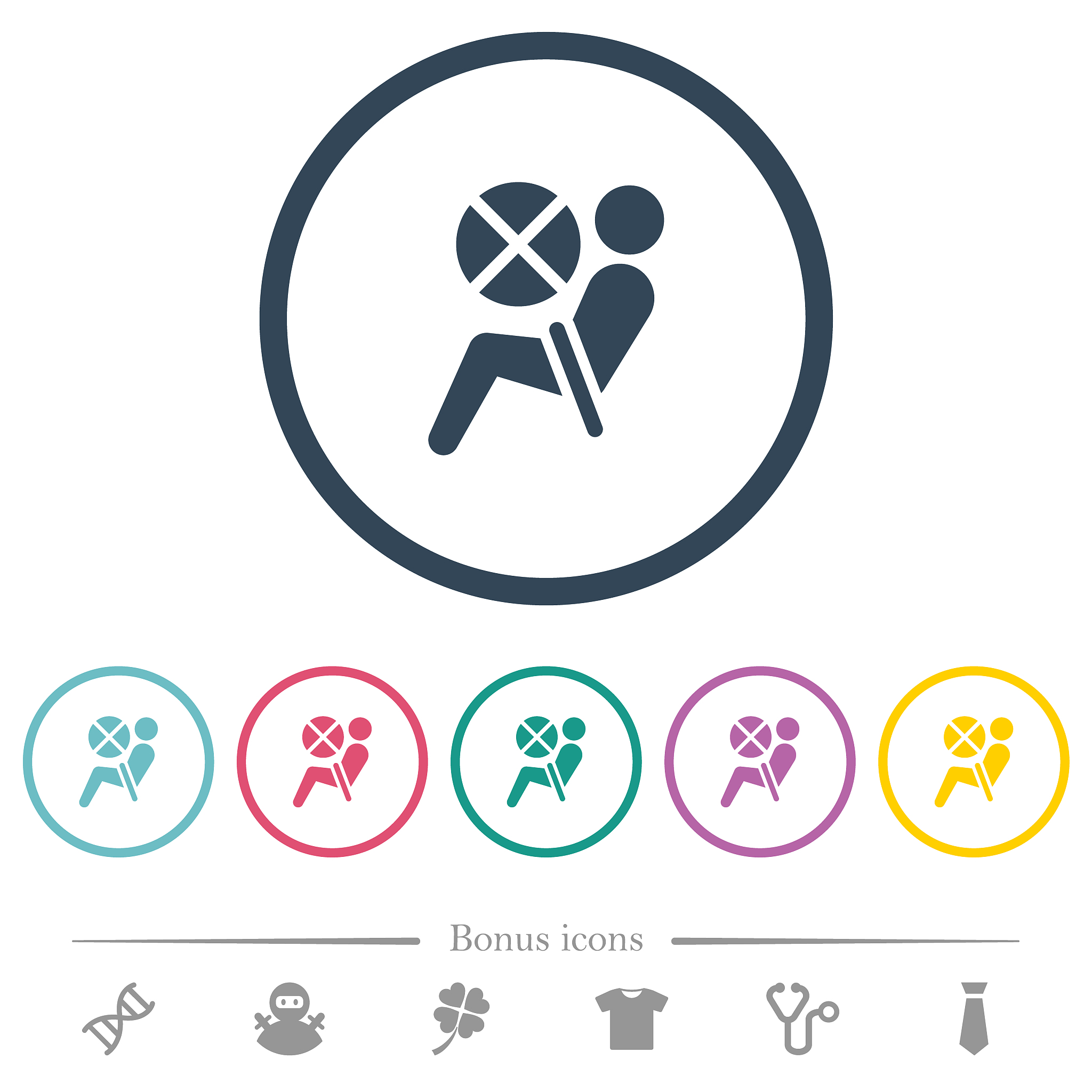 disabled air bag dashboard indicator flat color icons in round o