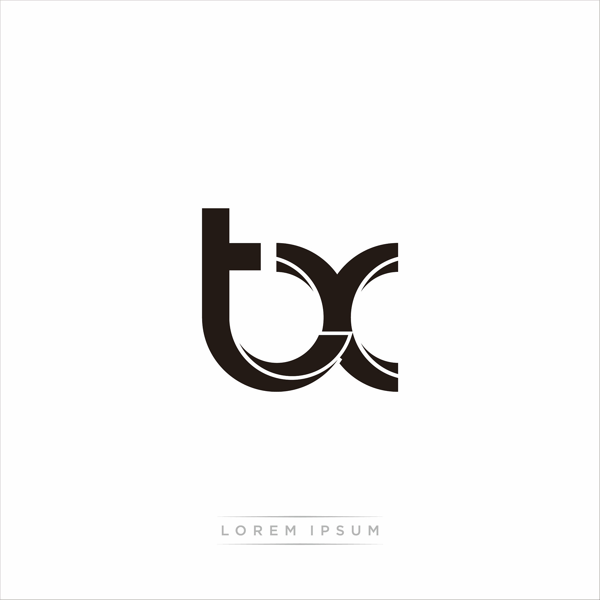 tx initial letter split lowercase modern monogram