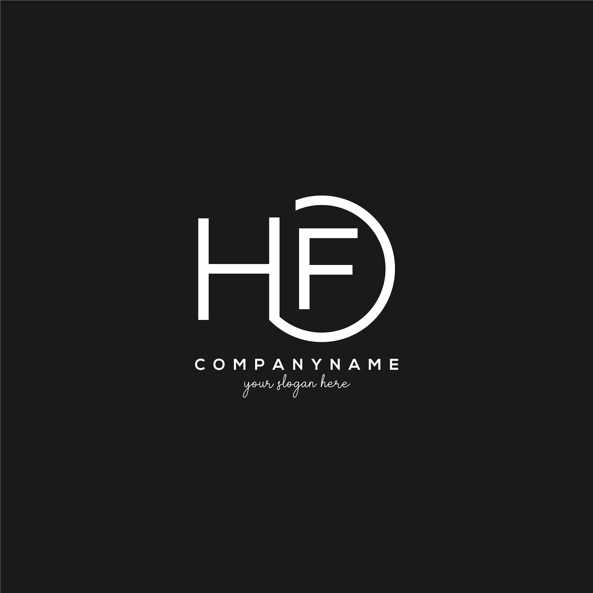 initial hf letter logo with circle template