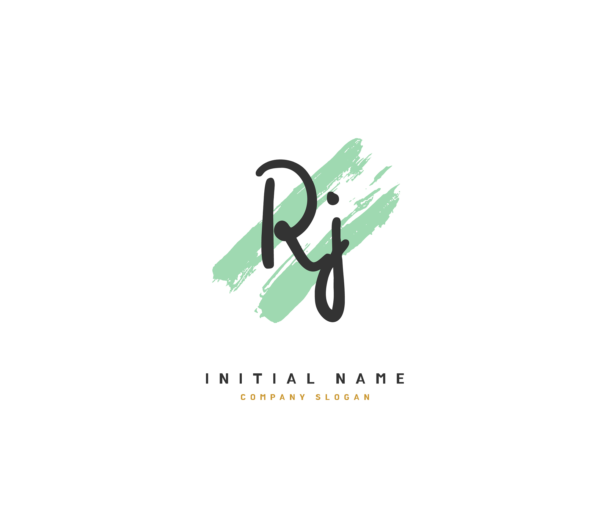r j rj beauty initial logo handwriting logo of