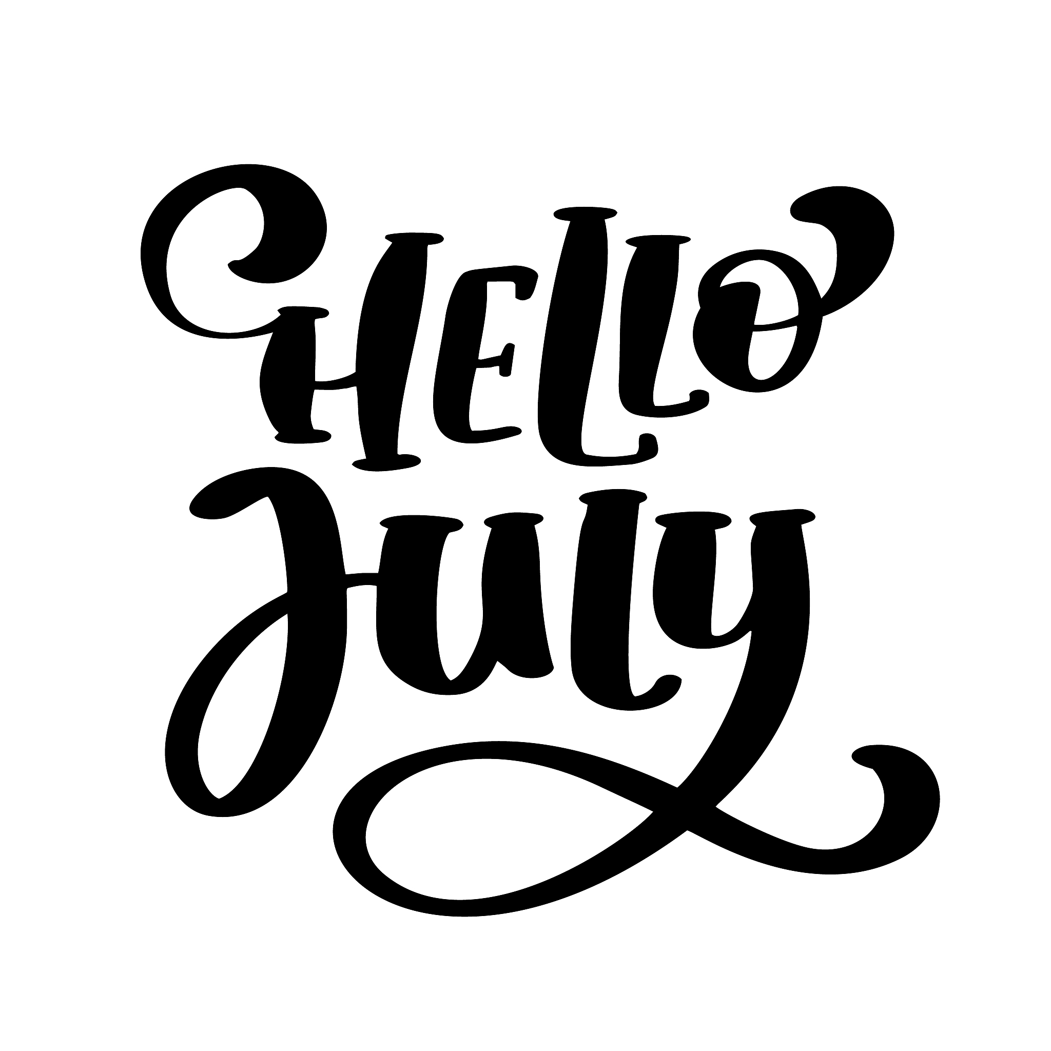 hello july lettering print vector text. summer minimalistic illu
