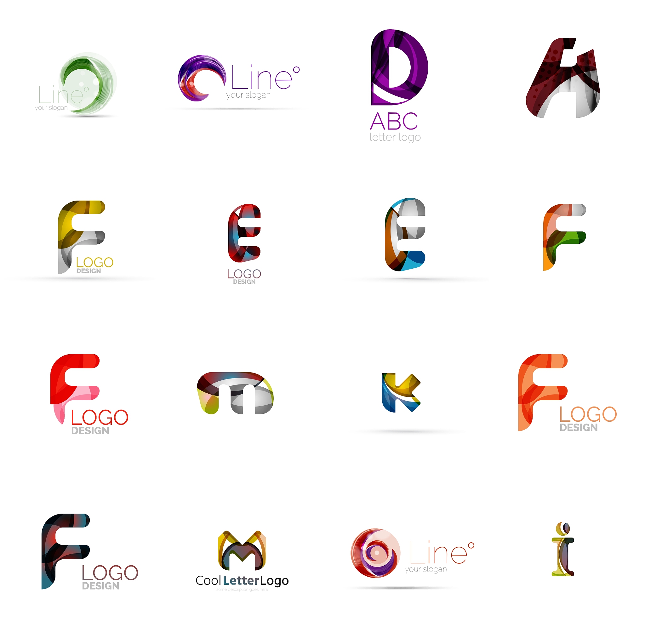 set of universal company logo ideas business icon