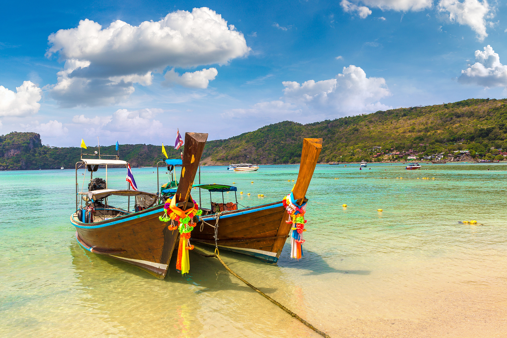 traditional thai boat on phi phi don