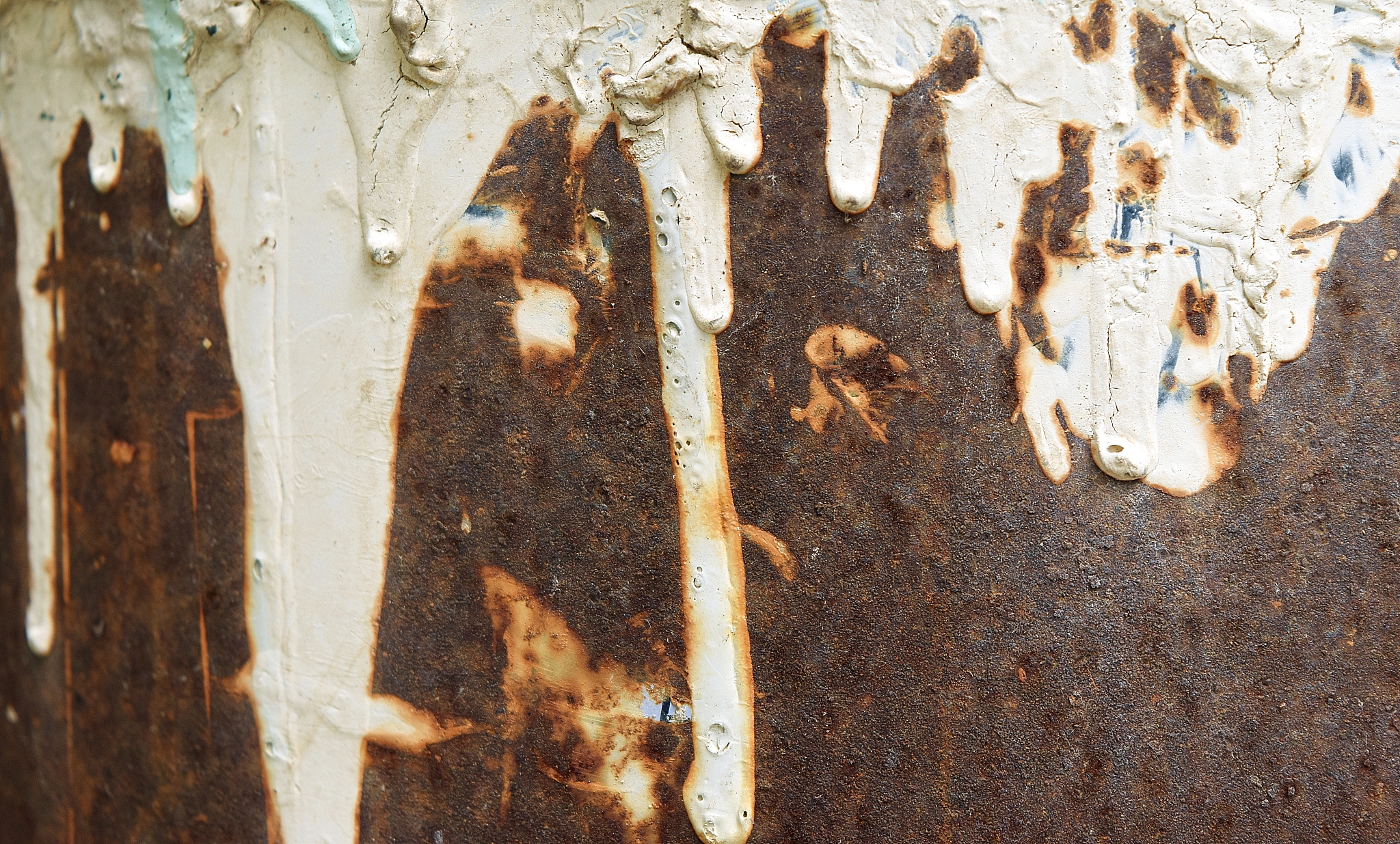 white drip on the surface brown