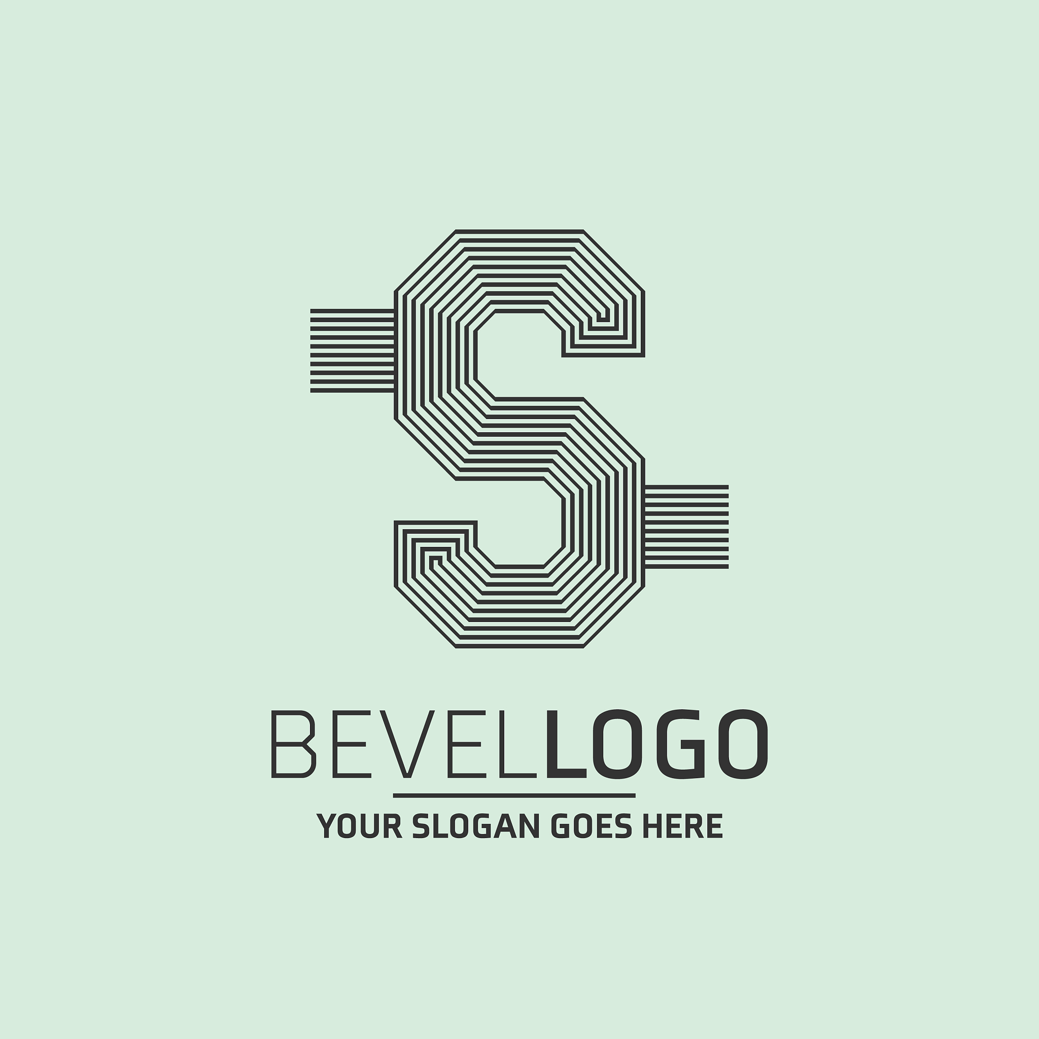 alphabetic logo design with dark background