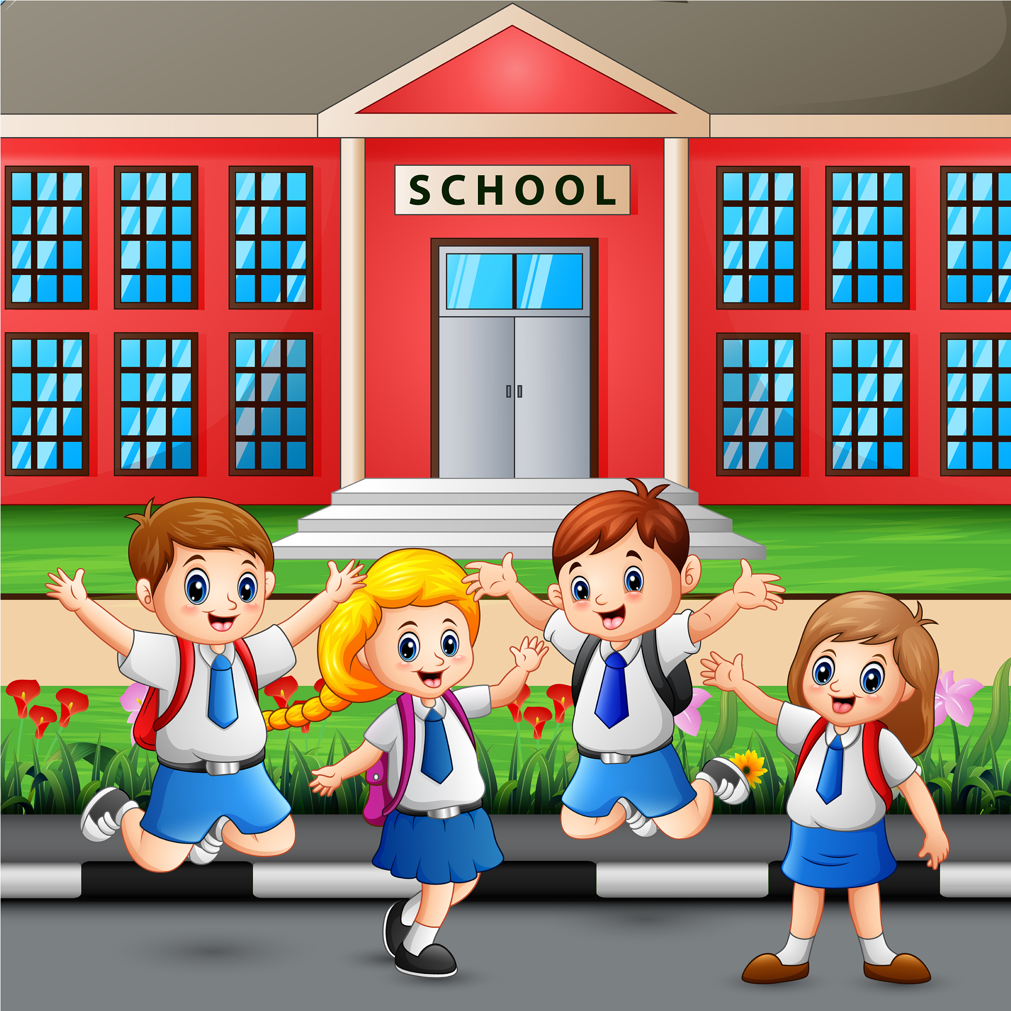 happy student going to school