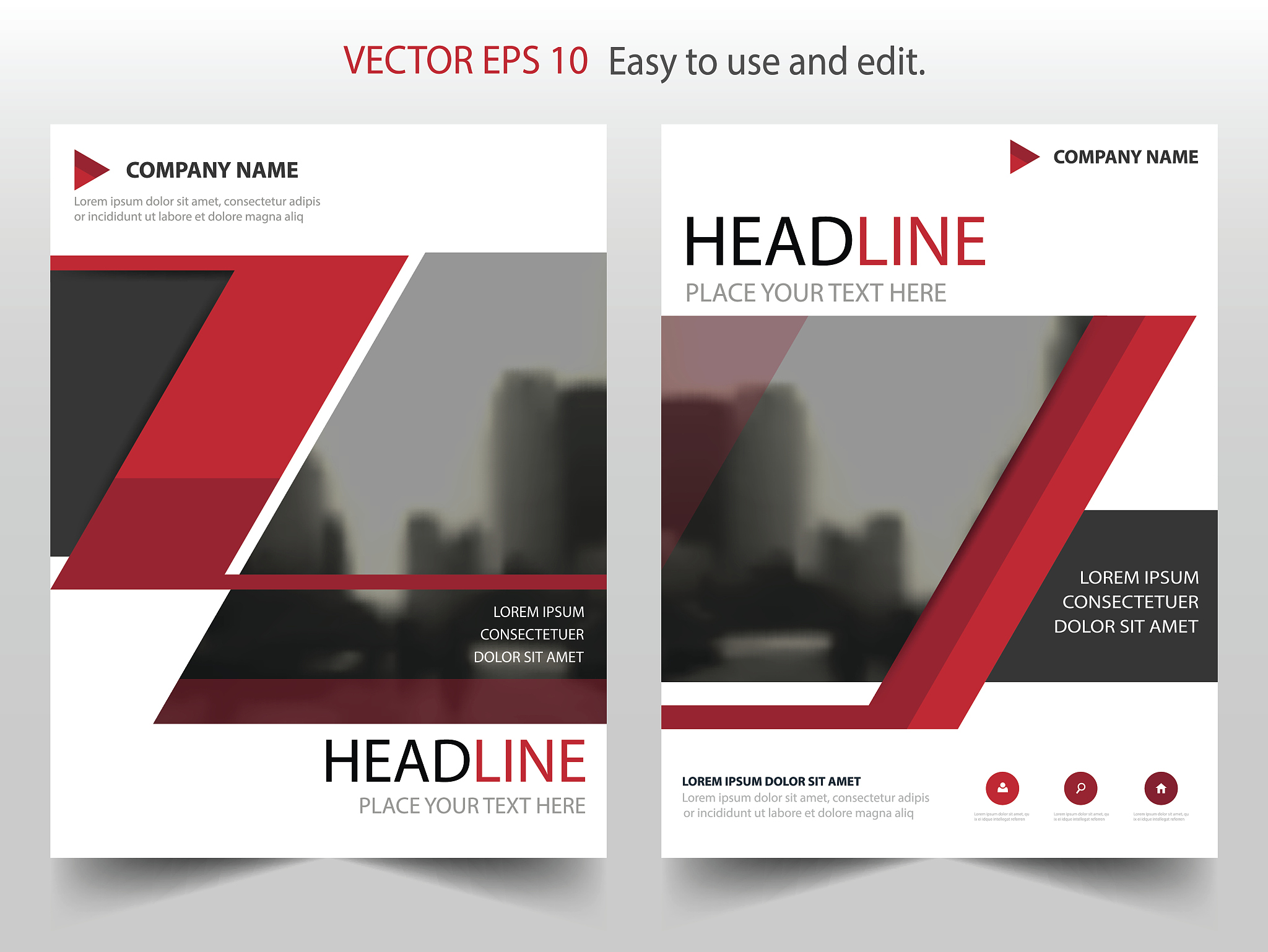 red triangle vector brochure annual report leaflet flyer templat