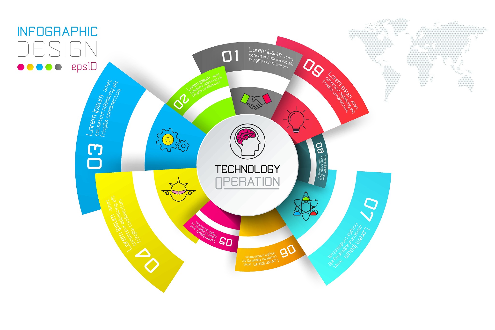 business labels infographic on circles bar.