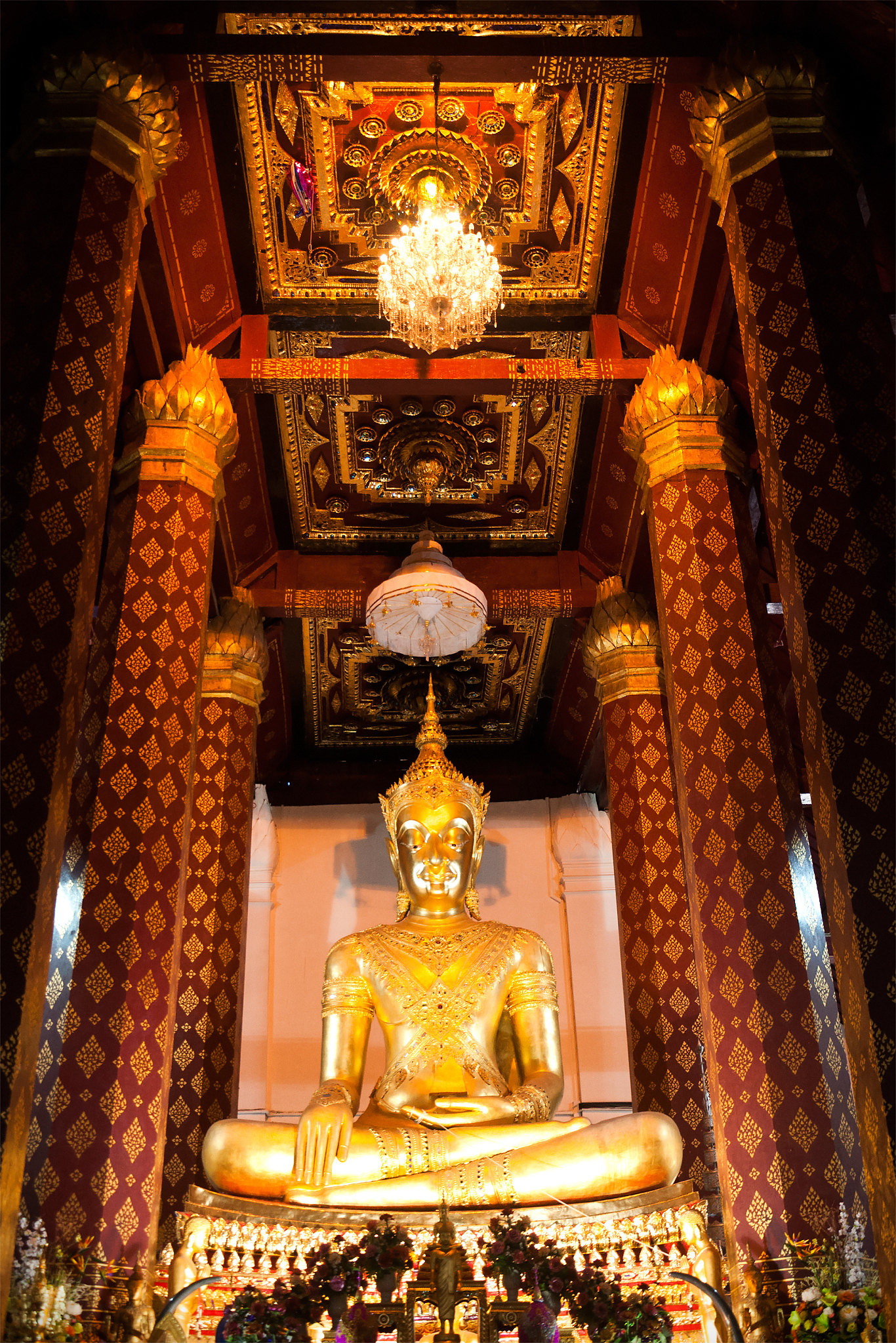 gold ancient buddha in the temple, ayutthaya, thailand