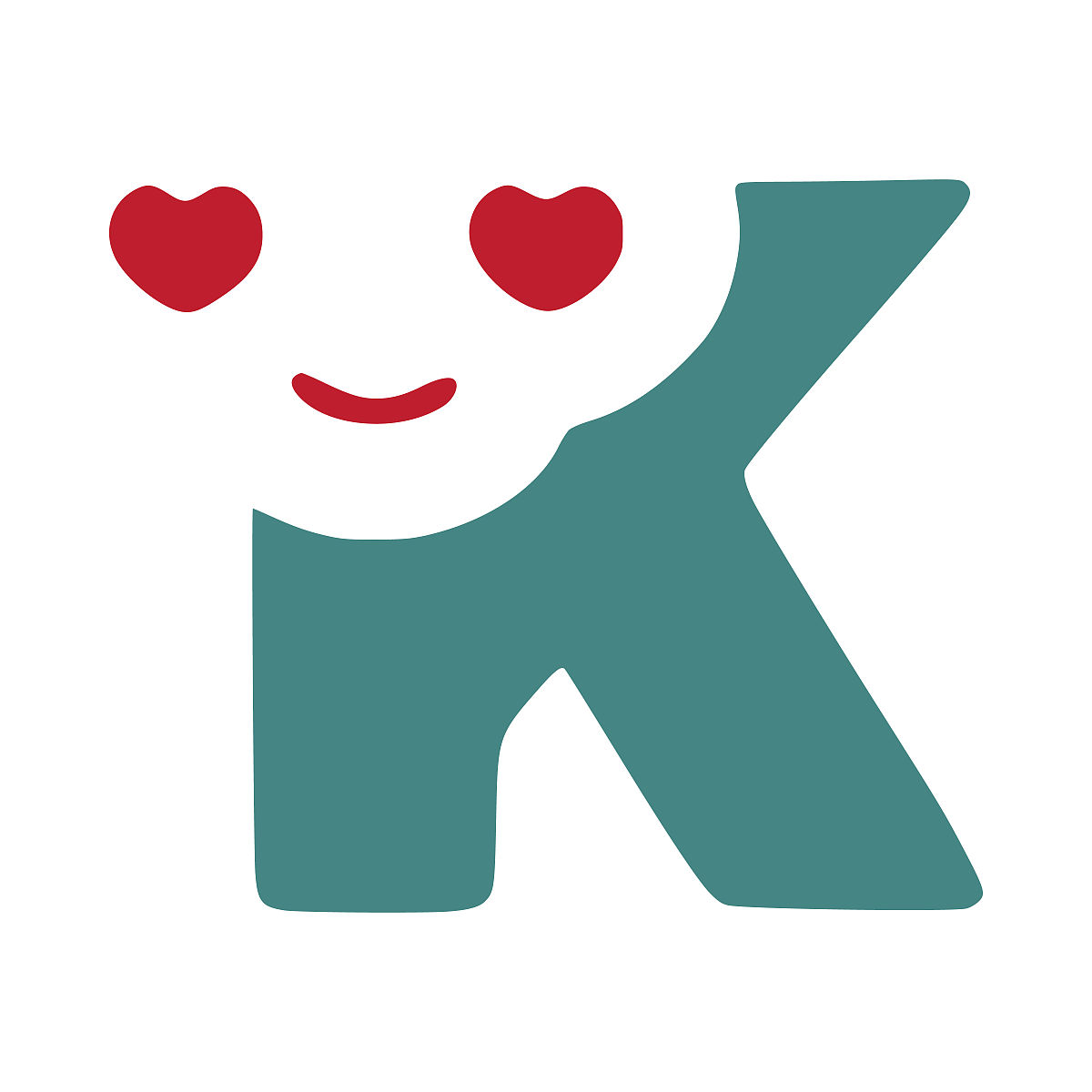 字母k in love是一个可爱的笑脸涂鸦风格